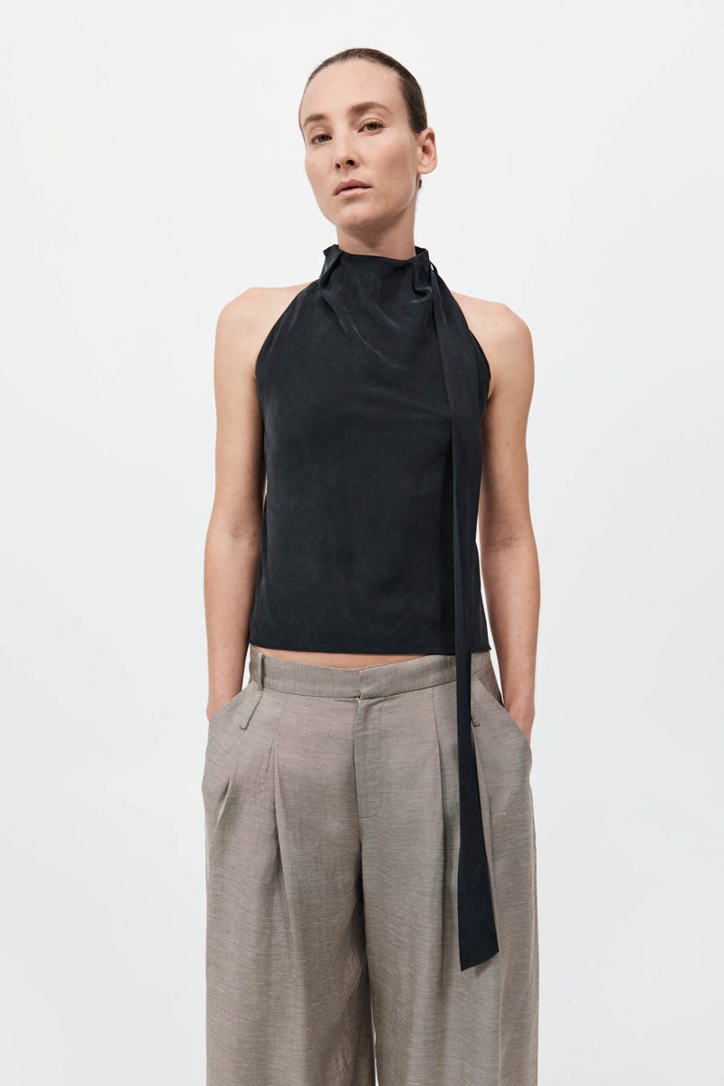 Bias Scarf Top - Black - 2