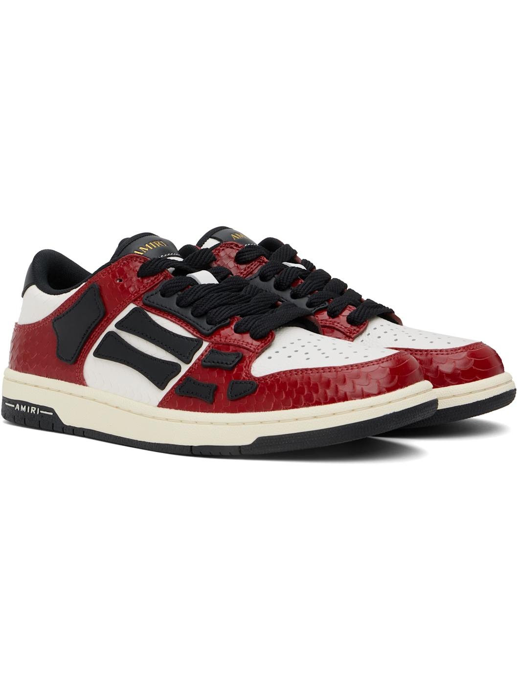 Red & Black Snake Skel-Top Low Sneakers - 4