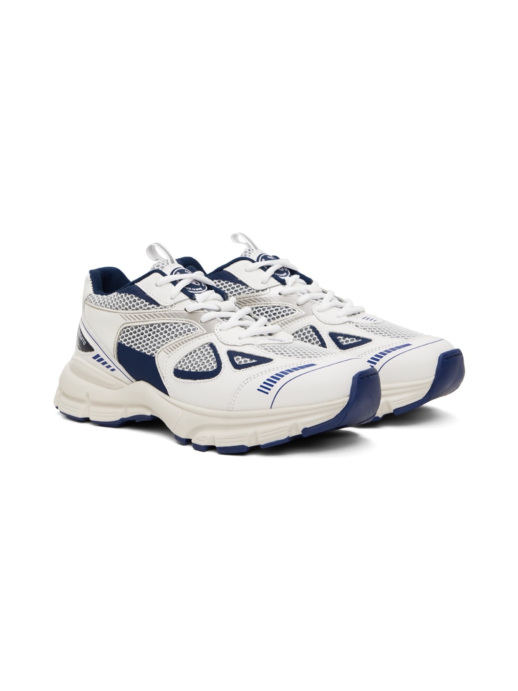 White & Navy Marathon Runner Sneakers - 4