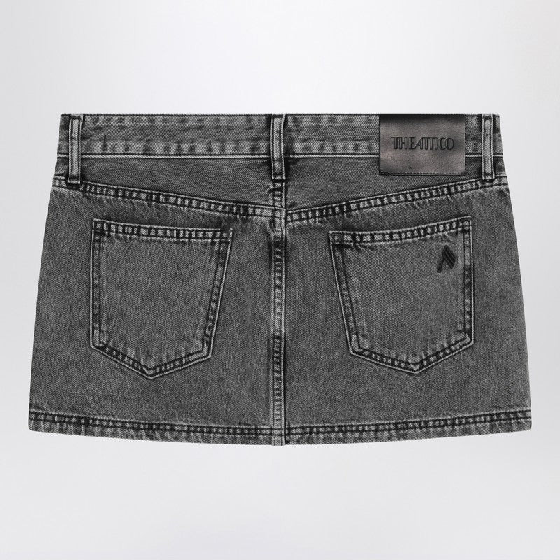 BLACK DENIM MINI SKIRT - 2
