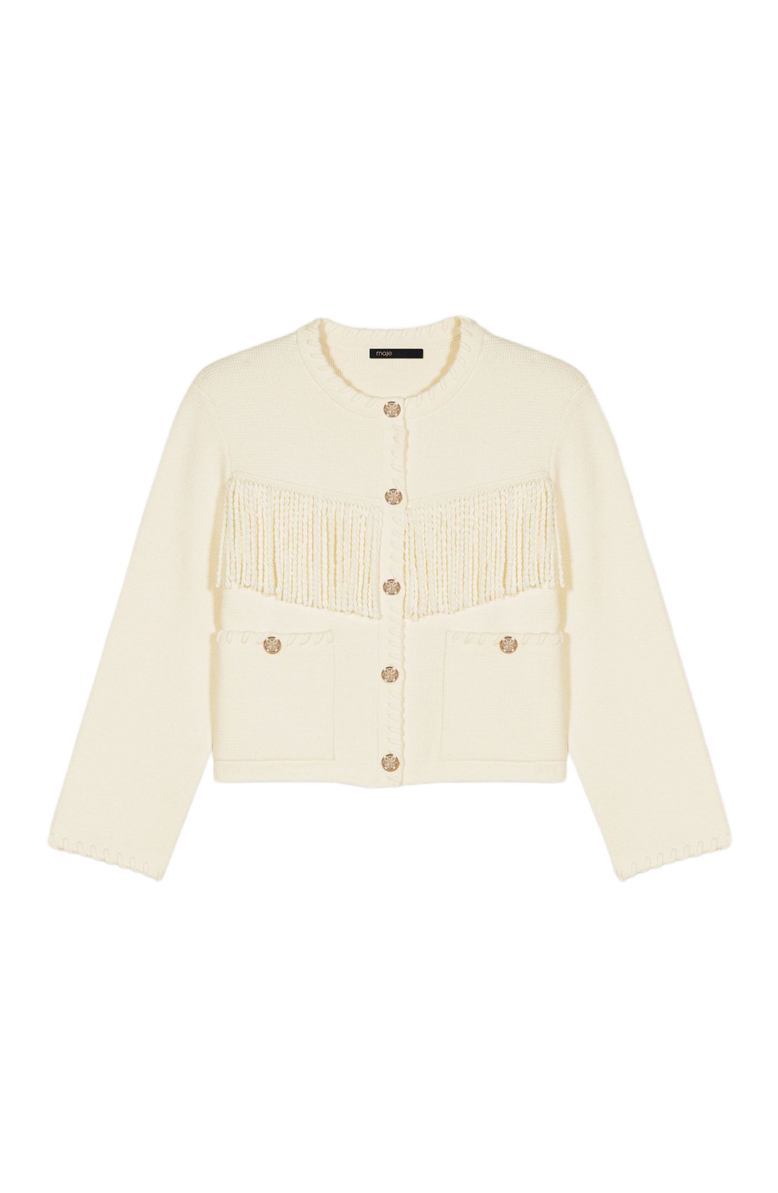 maje Fringed cardigan in Ecru at Nordstrom - 6