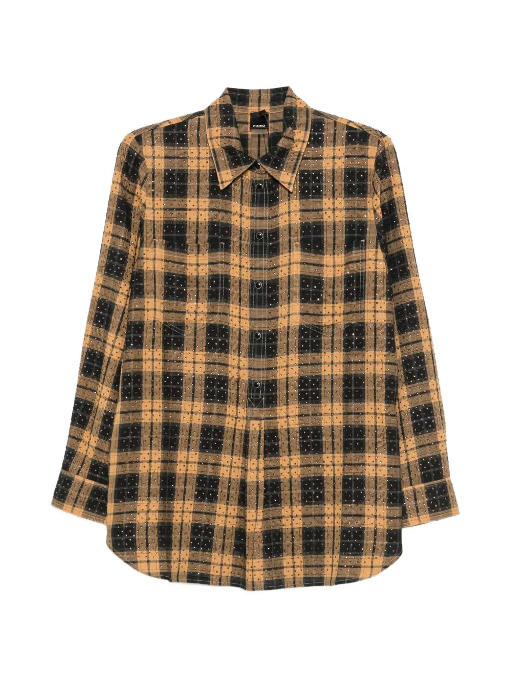 rhinestone-embellished checked shirt - 1