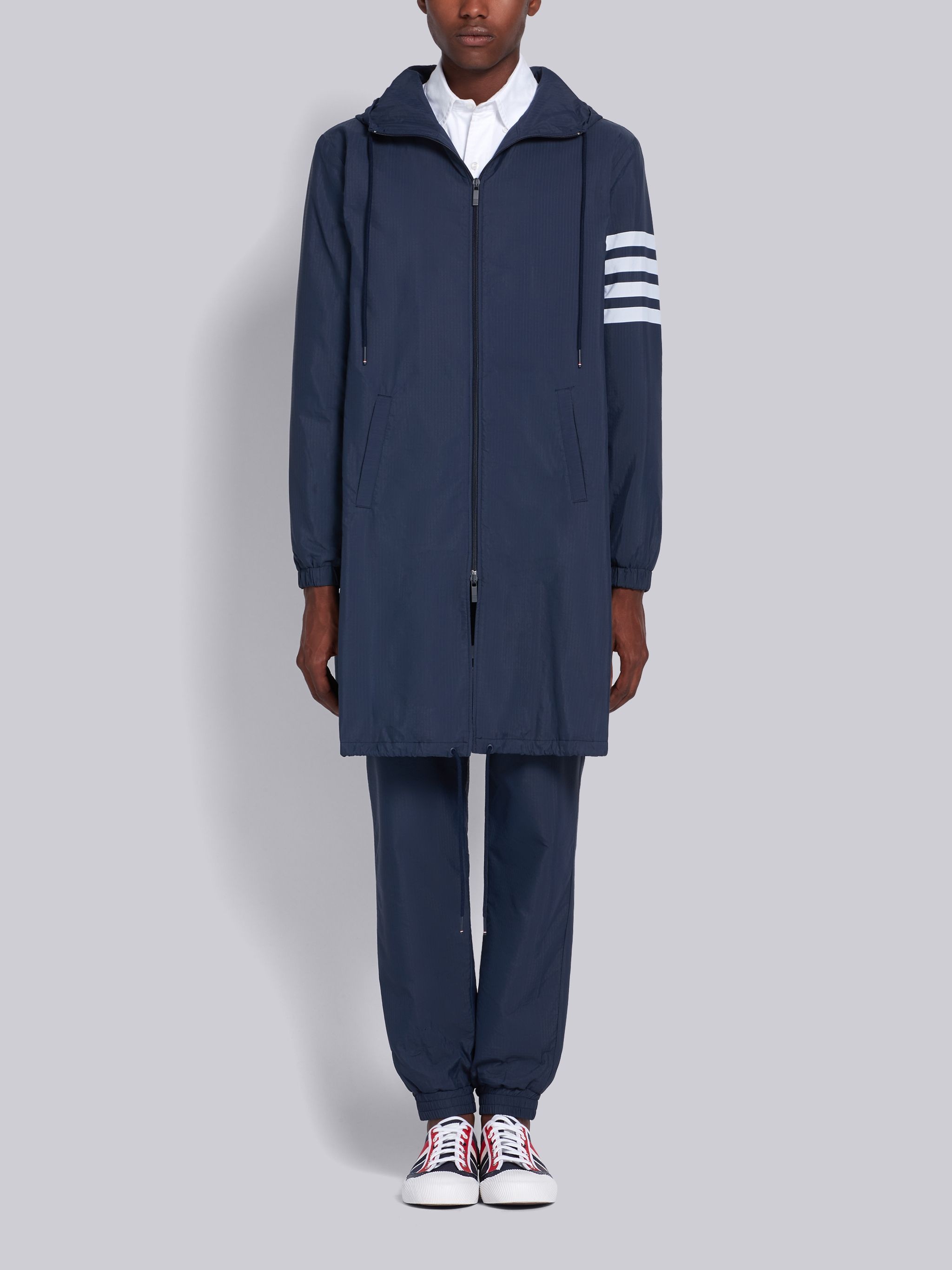 Navy Nylon 4-Bar Parka - 1