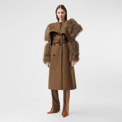 Burberry Shearling Trim Wool Cashmere Trench Coat outlook