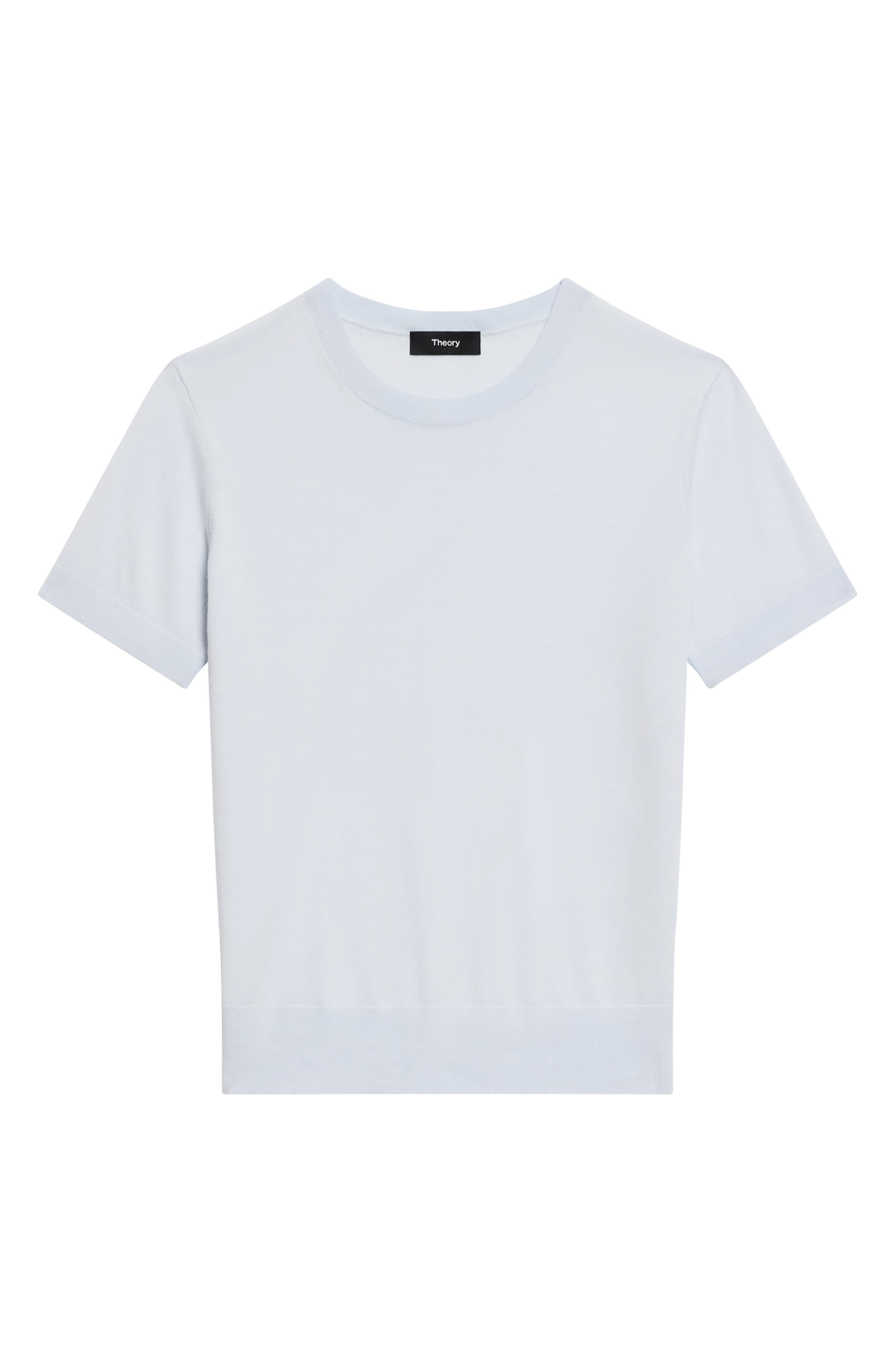 Theory Regal Short Sleeve Wool Sweater in Mist at Nordstrom - 5