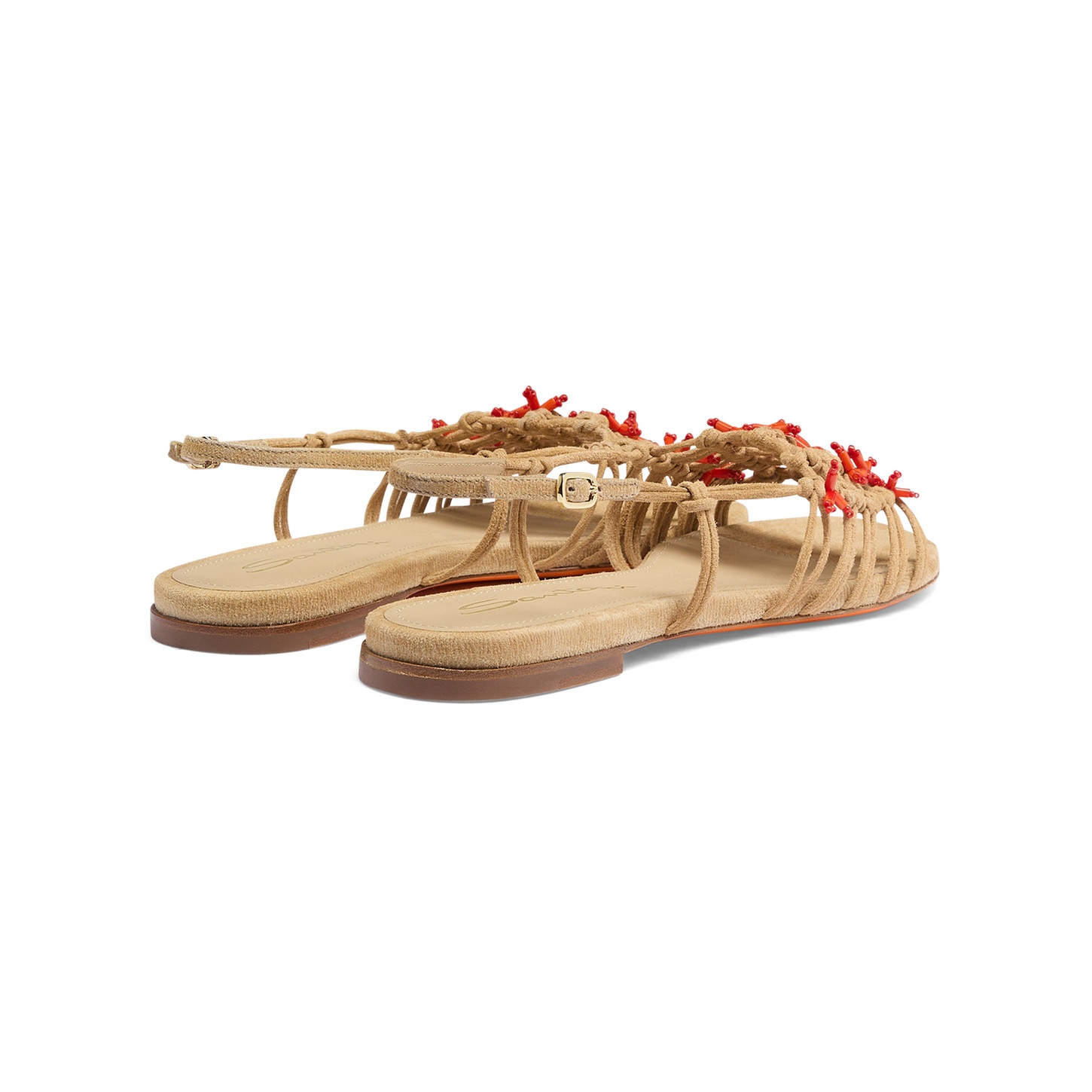 Women's beige suede and corals sandal - 4