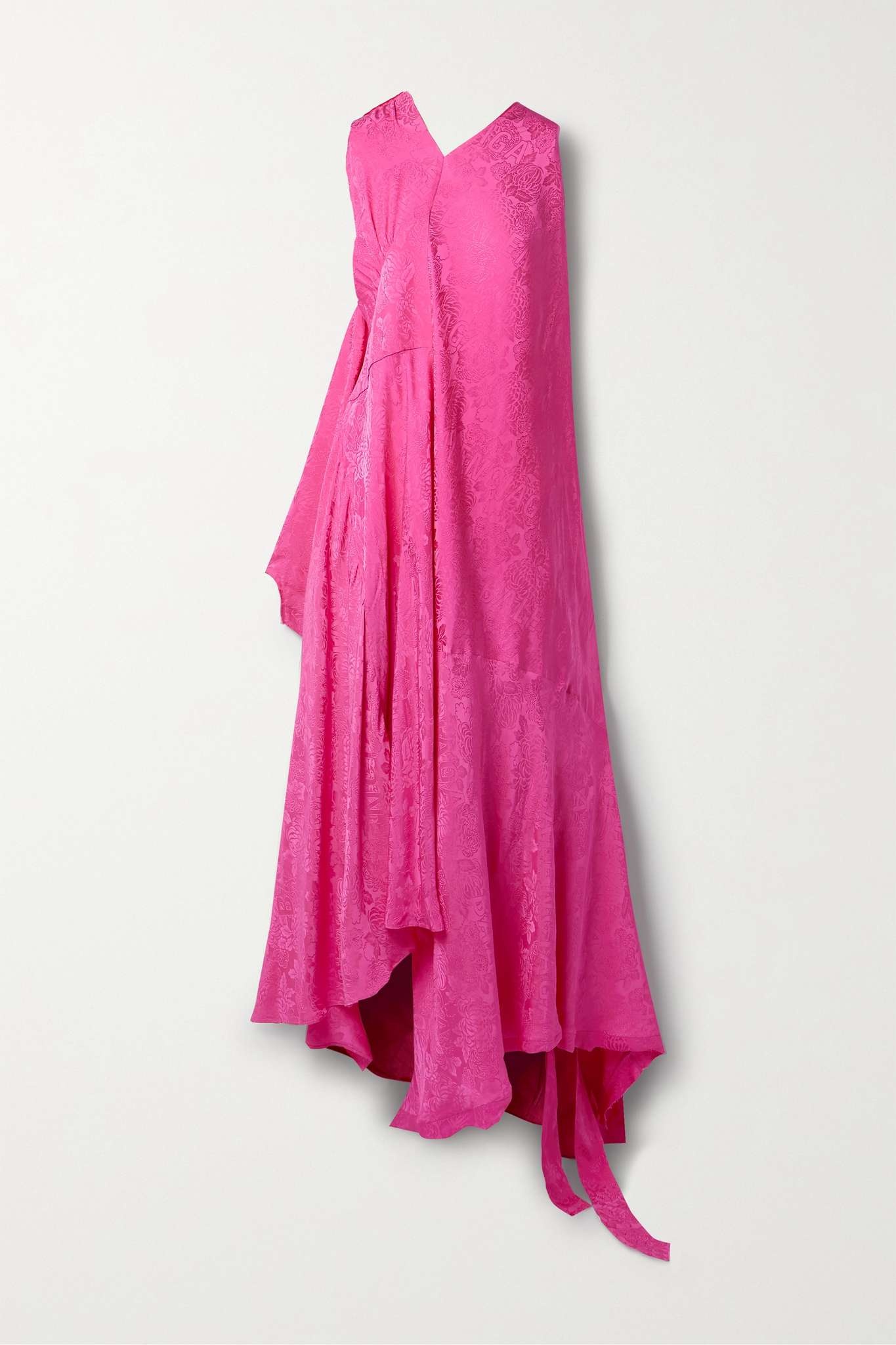 Asymmetric paneled satin-jacquard maxi dress - 1