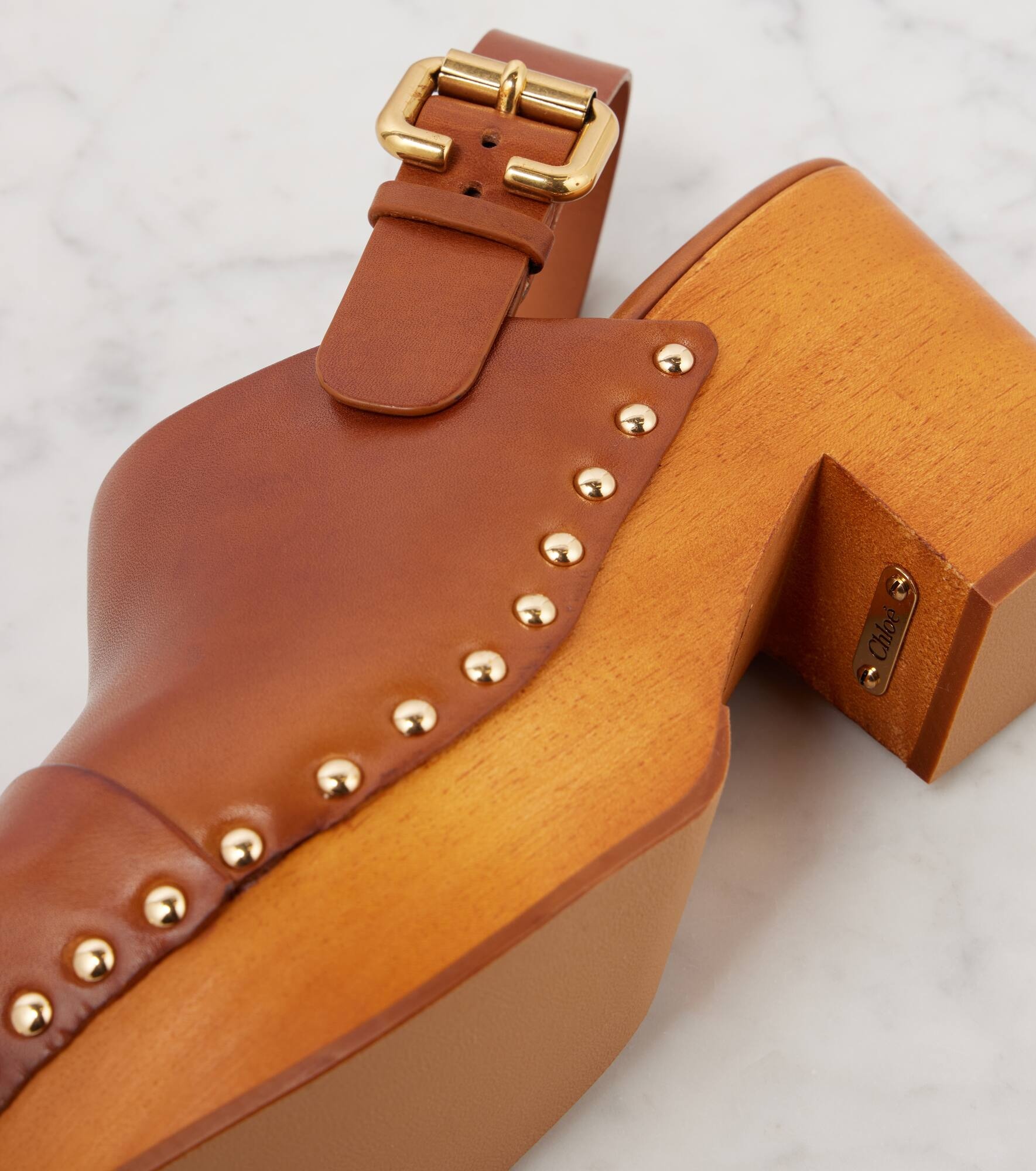 Jeannette leather wedge clogs - 5