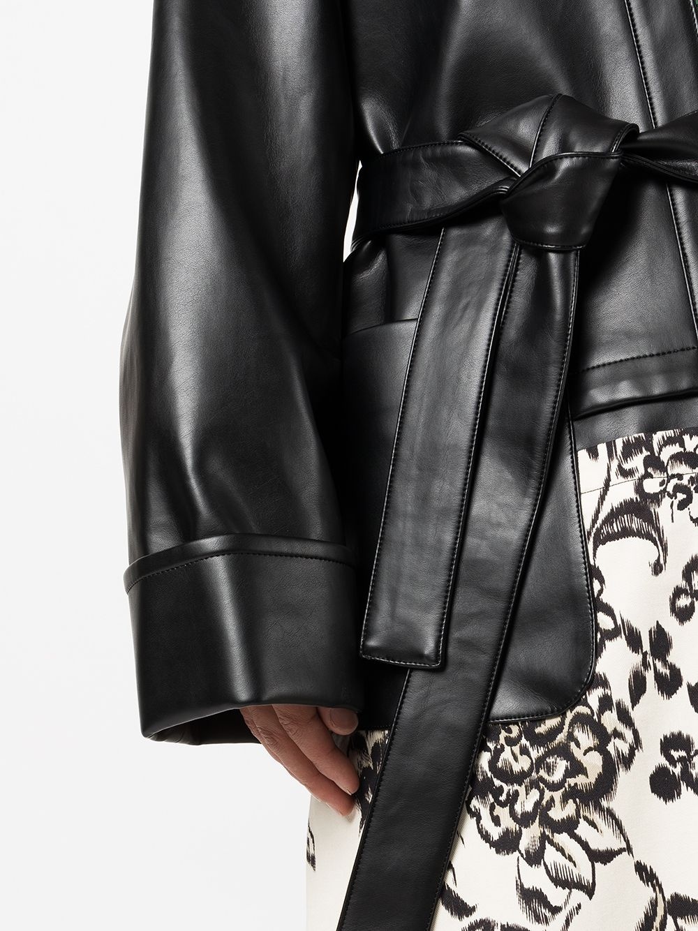 cropped faux leather robe - 5