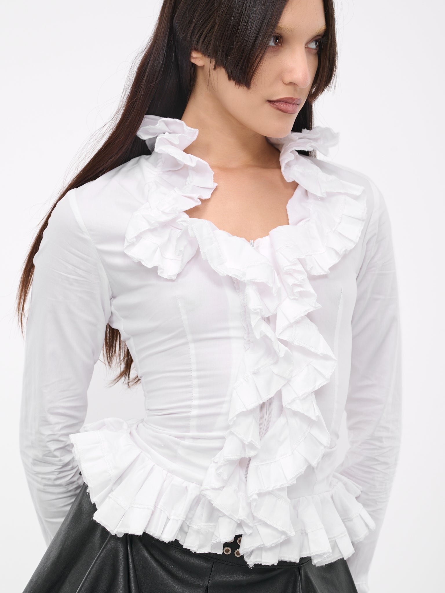 Poplin Ruffle Blouse - 4
