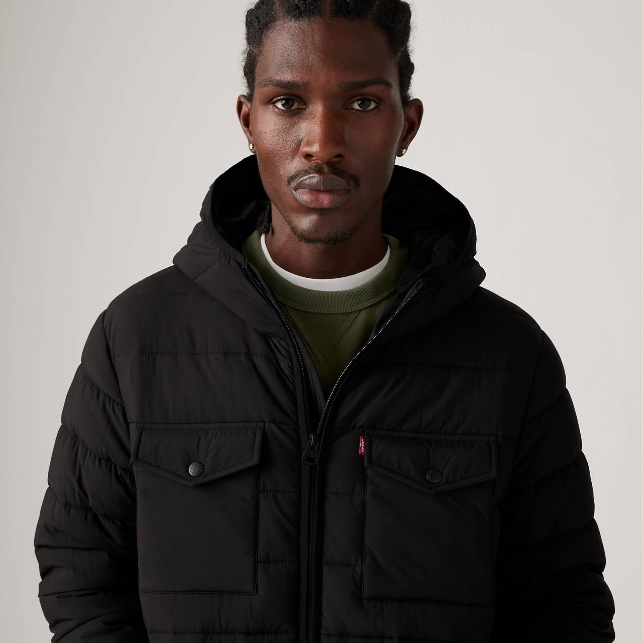 HOODED 2 CHEST POCKET PUFFER JACKET - 4