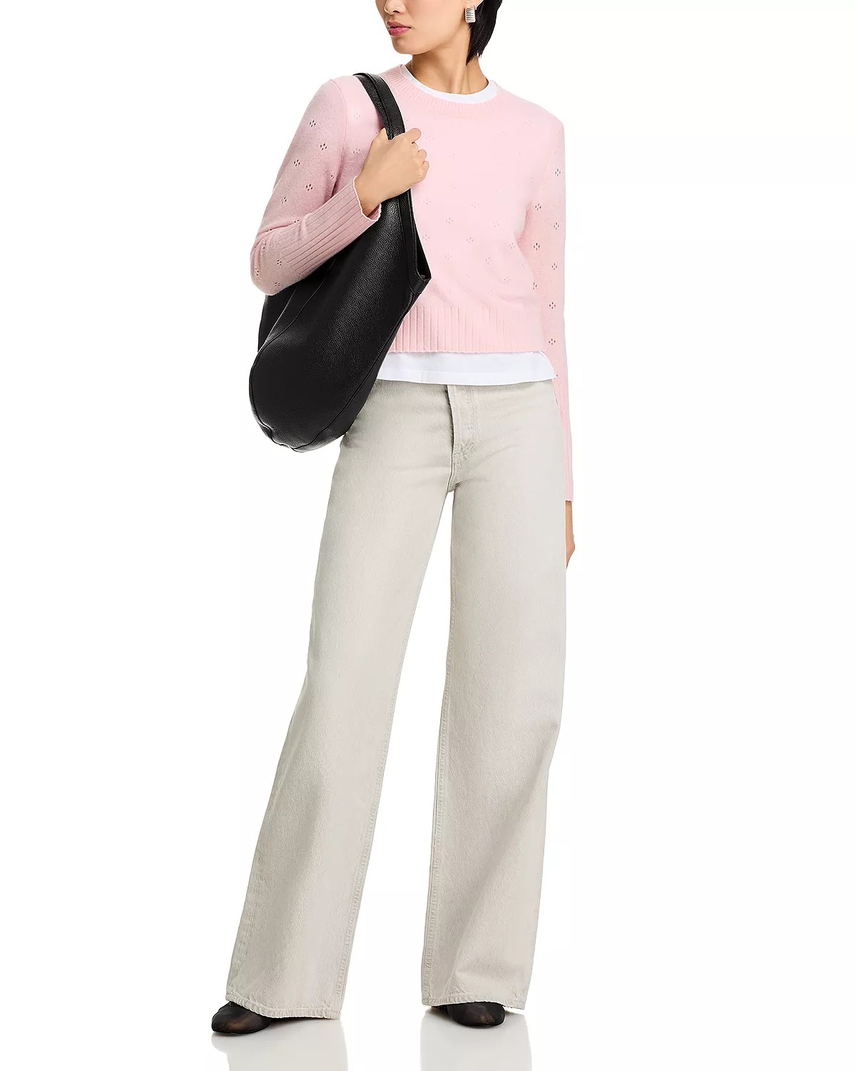 Cashmere Pointelle Crewneck Sweater - 2