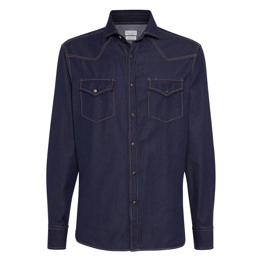 Brunello Cucinelli Blue Shirts Men - 1