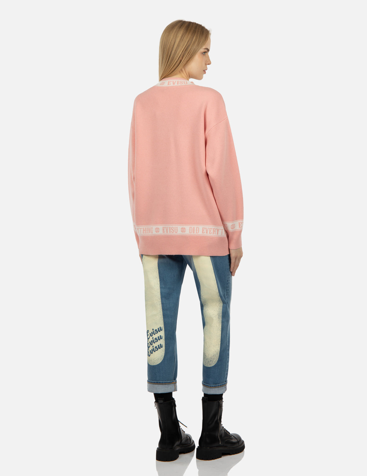 LOGO AND KAMON JACQUARD KNITTED SWEATER - 4