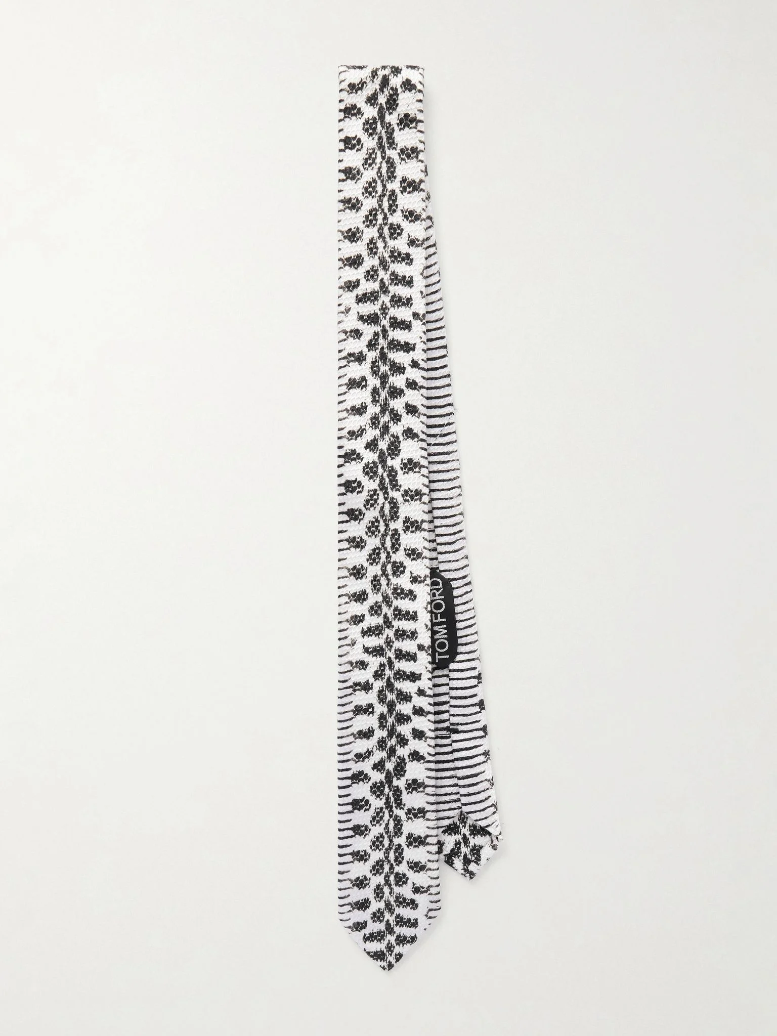 6cm Snake-Print Knitted Silk Neck Tie White - 1