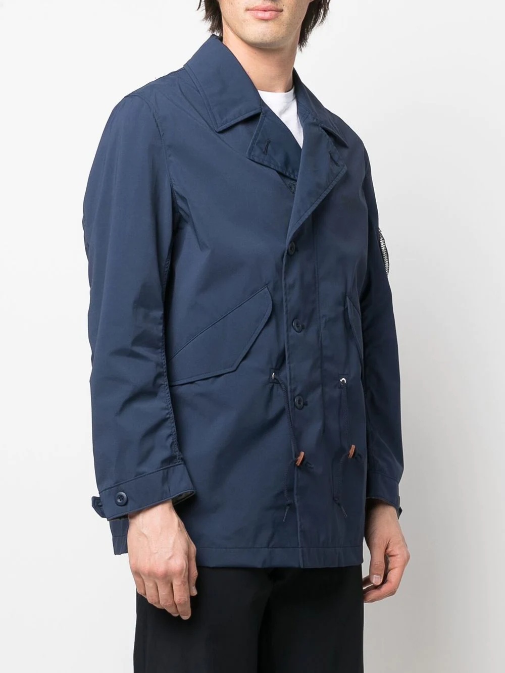 Eye drawstring single-breasted coat - 3