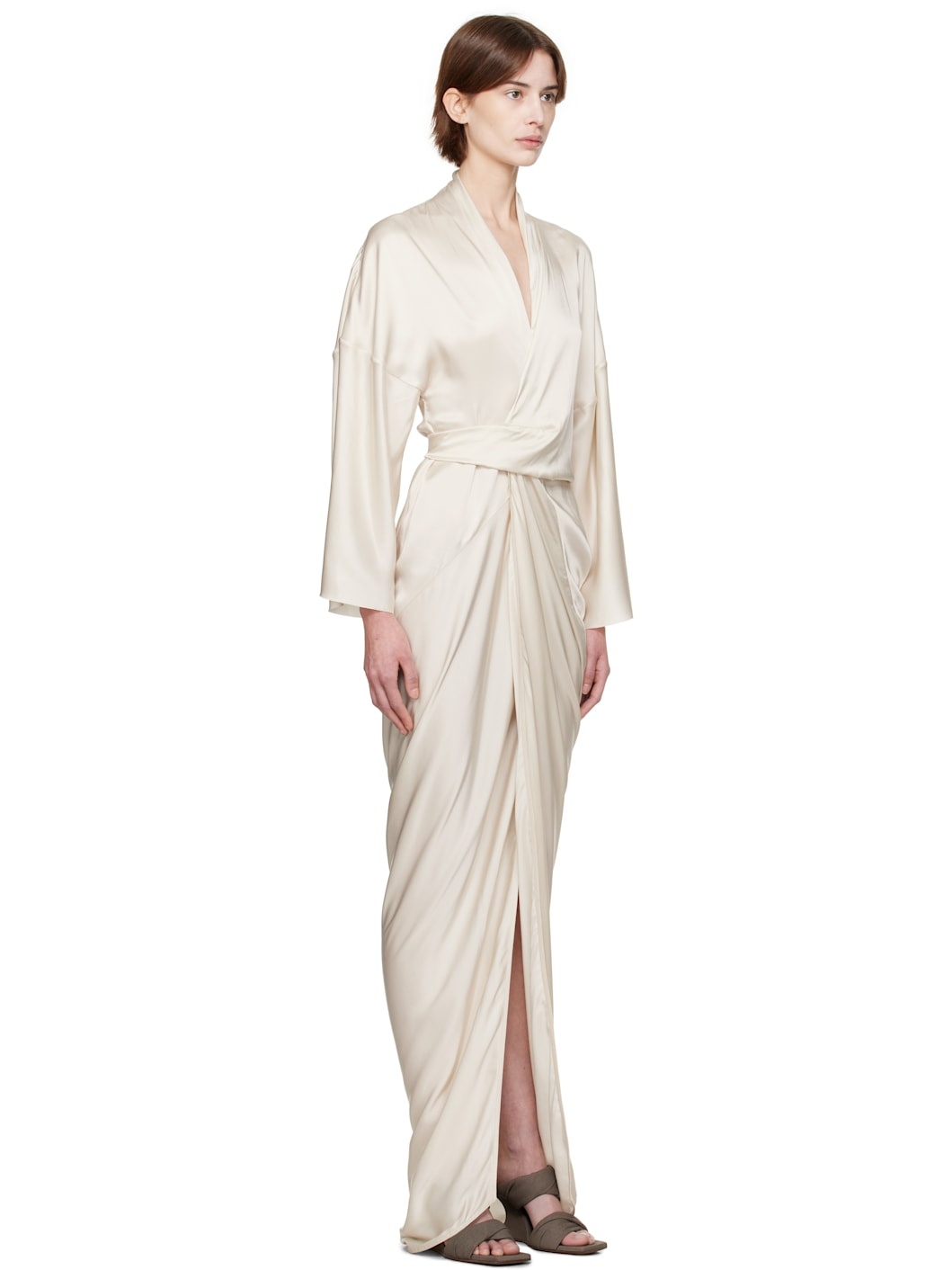 Off-White Hollywood Wrap Gown Maxi Dress - 2