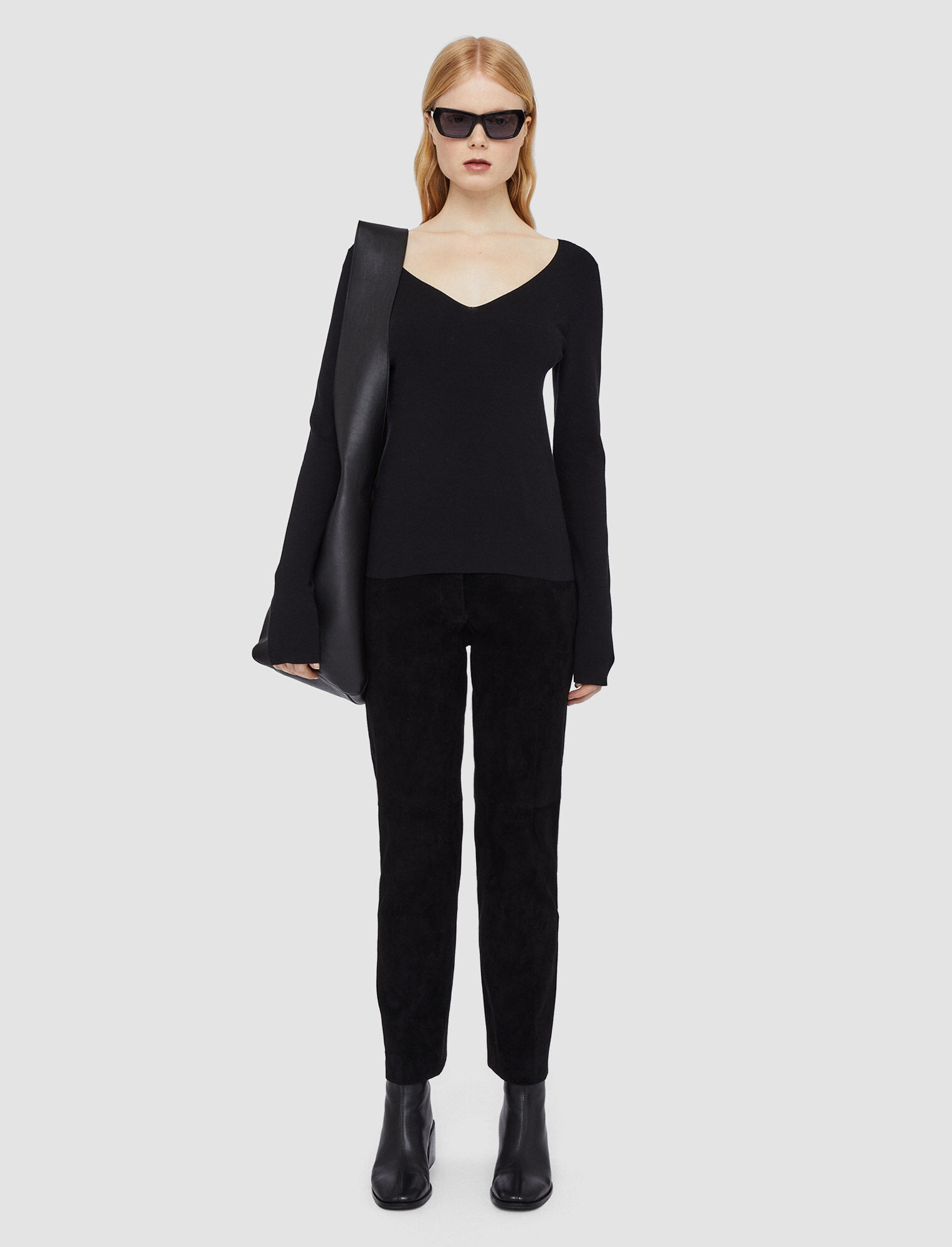 Silk Stretch V Neck Top - 2