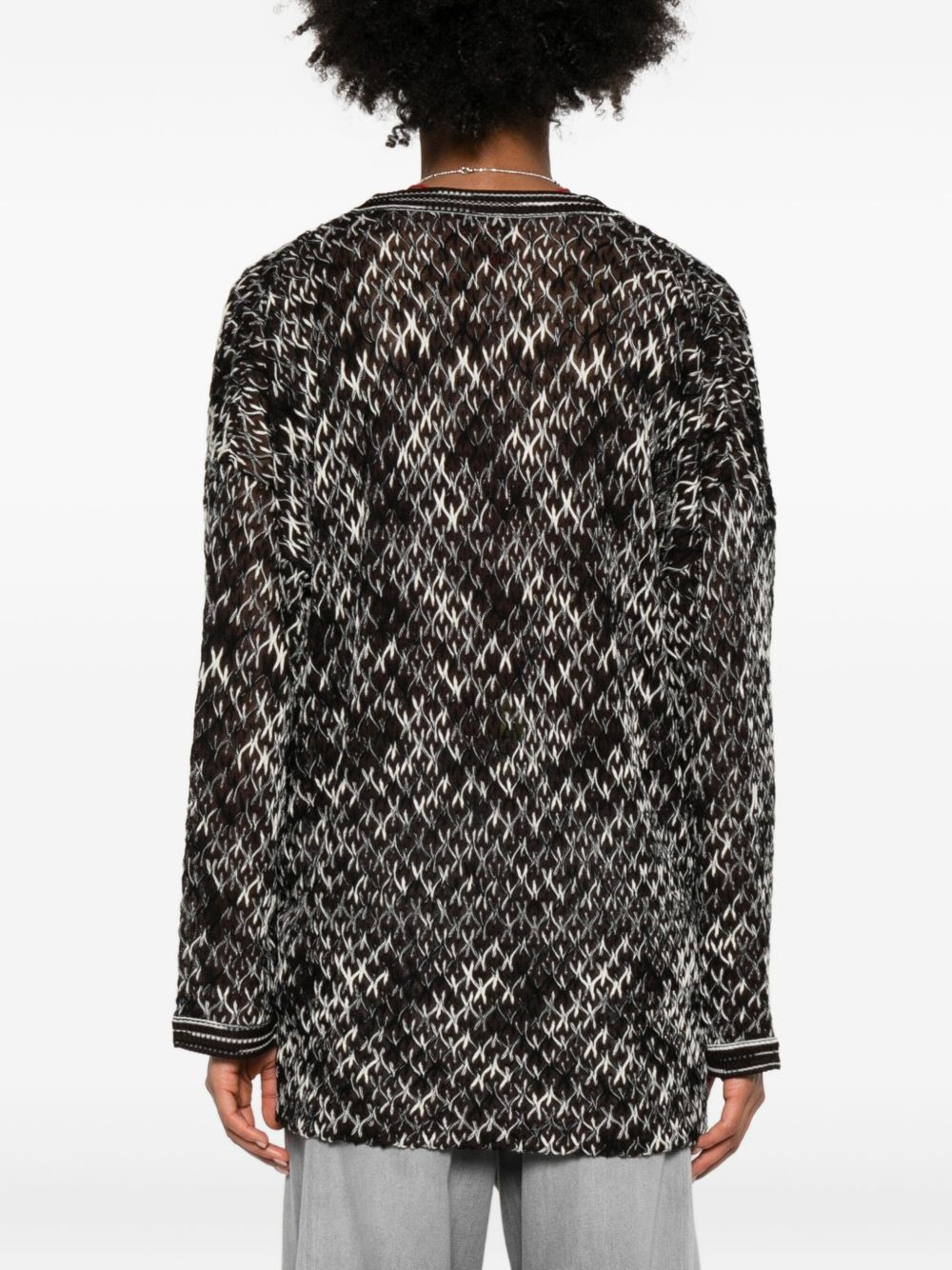 geometric-pattern V-neck sweater - 4