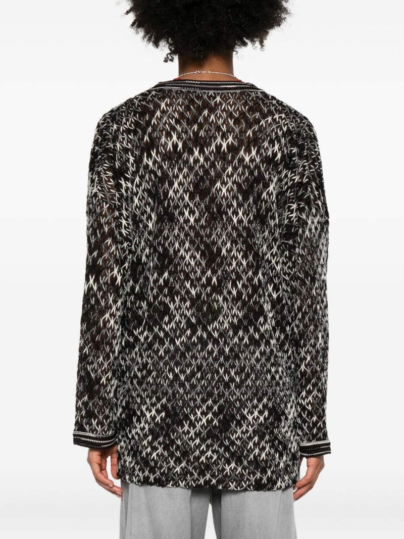 geometric-pattern V-neck sweater 4