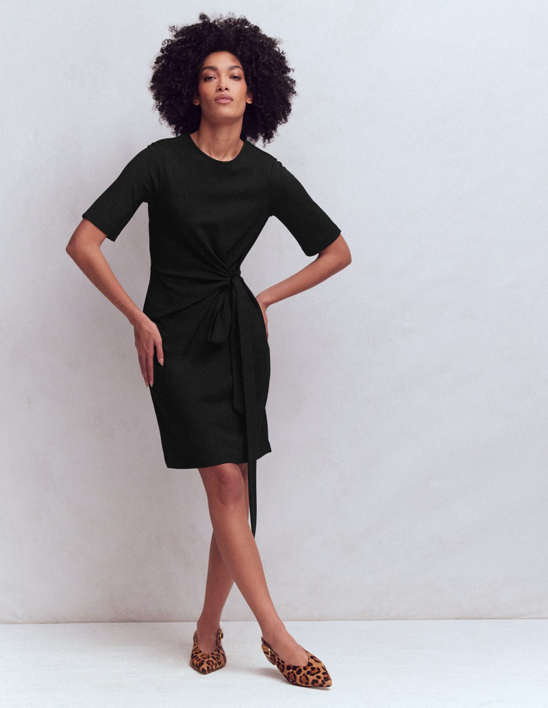 Zinnia Tie Jersey Short Dress-Black 5