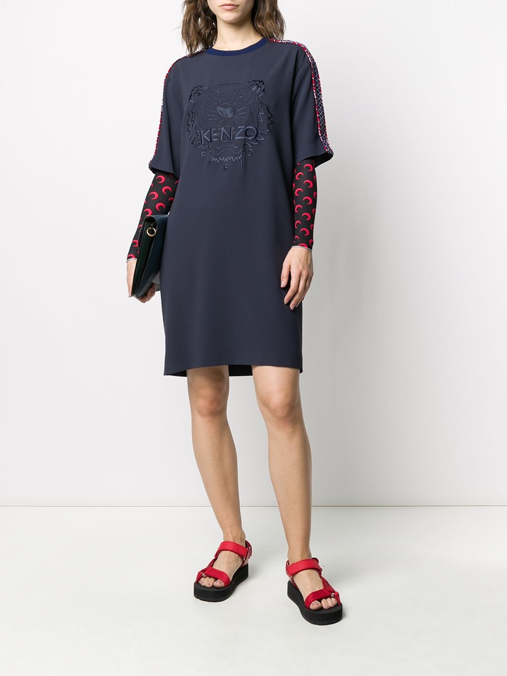 logo-embroidered shift dress - 2