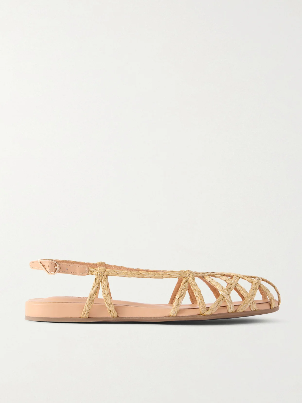 Kardia Leather-trimmed Raffia Sandals - 1