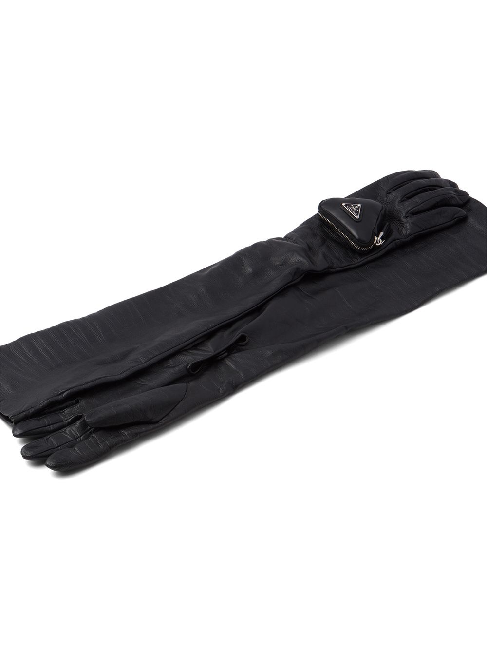 pouch-detail long leather gloves - 2