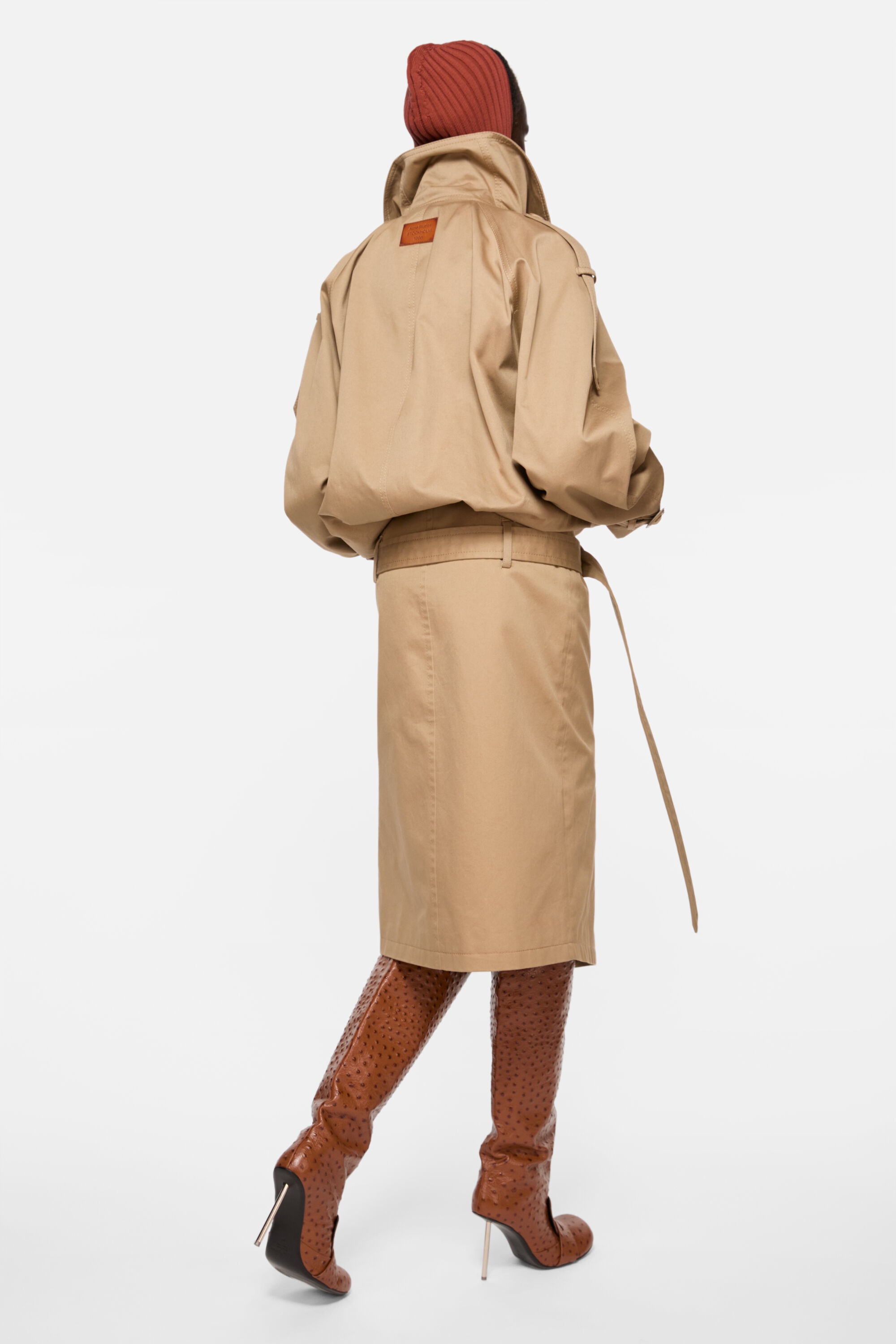 Belted twill skirt - Mud beige - 5
