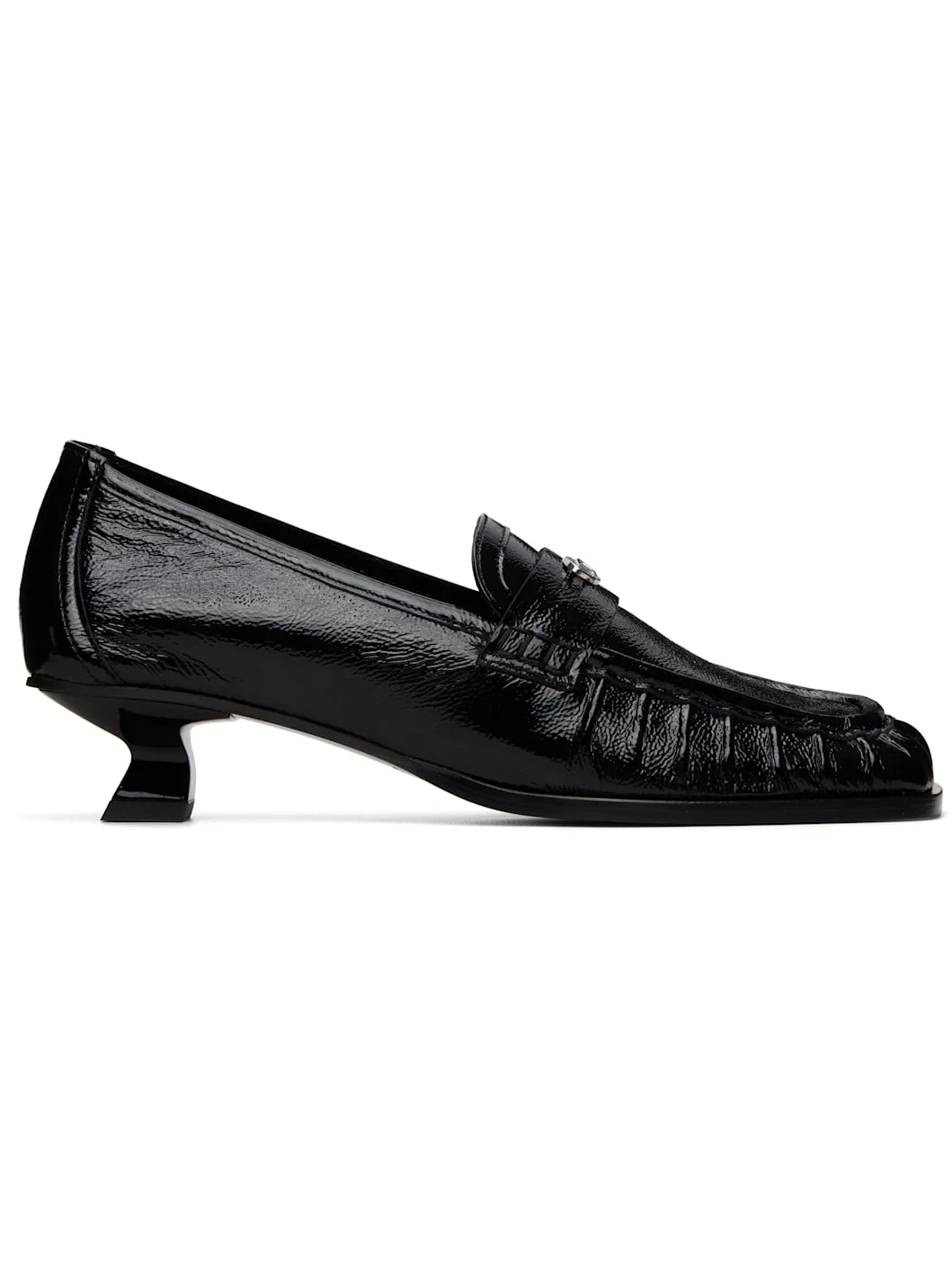 Black D-Amber-Penny Naplak Leather Loafer Heels - 1
