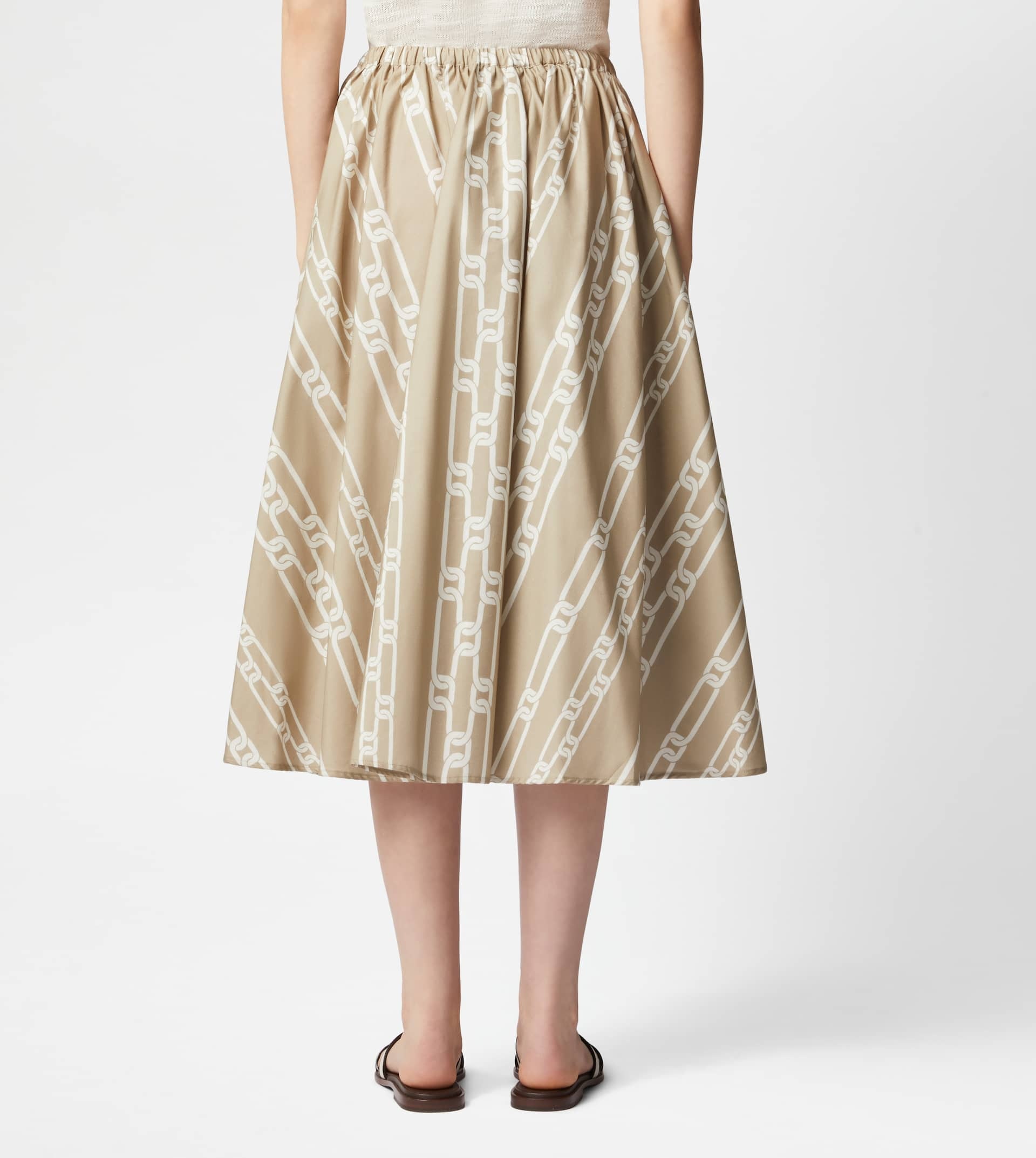 WIDE SKIRT - BEIGE, WHITE - 3