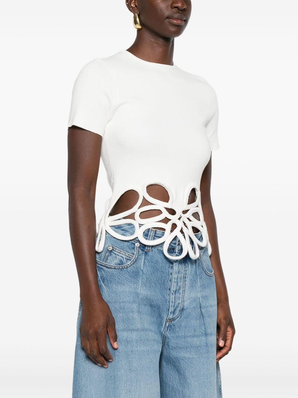floral-lace T-shirt - 3