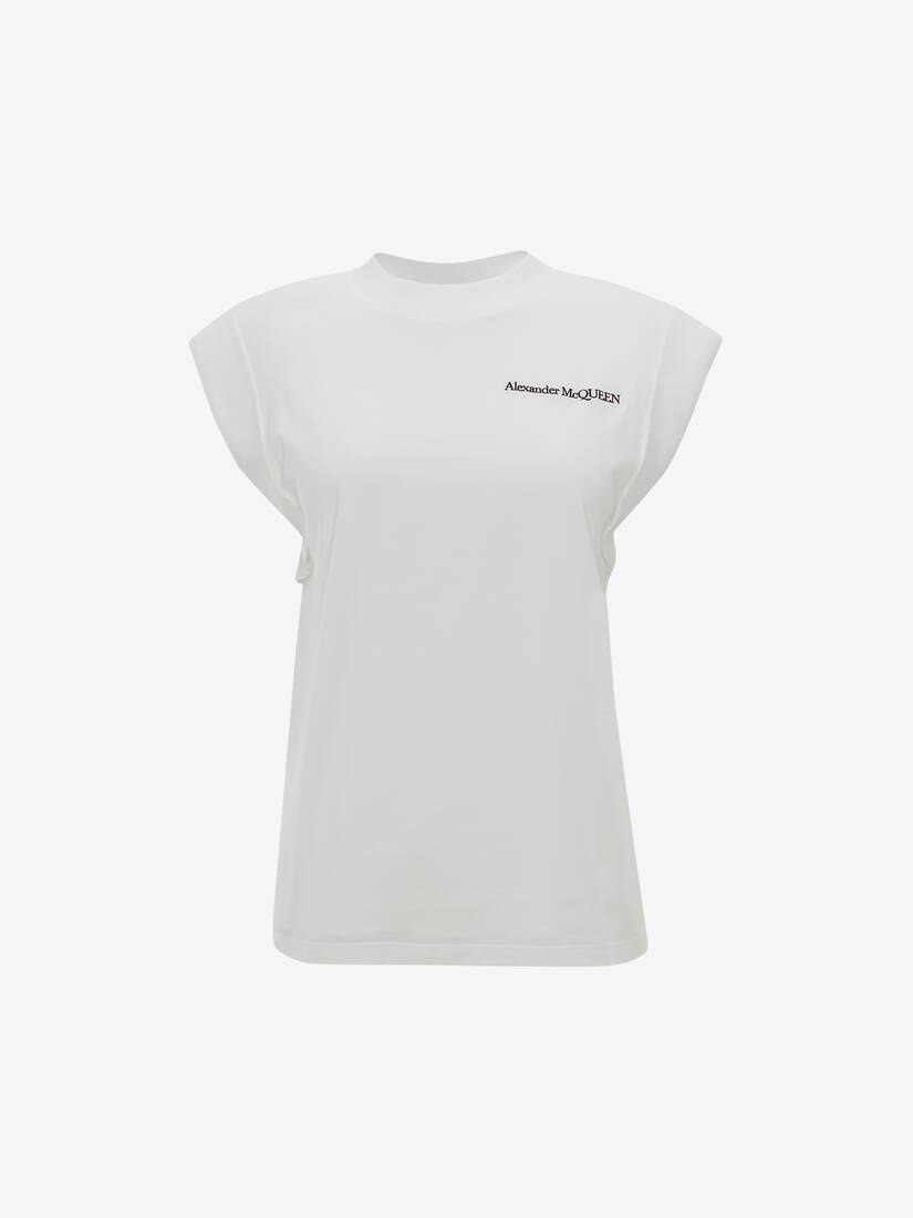 Signature Shoulder Pads T-shirt in Optical White - 1