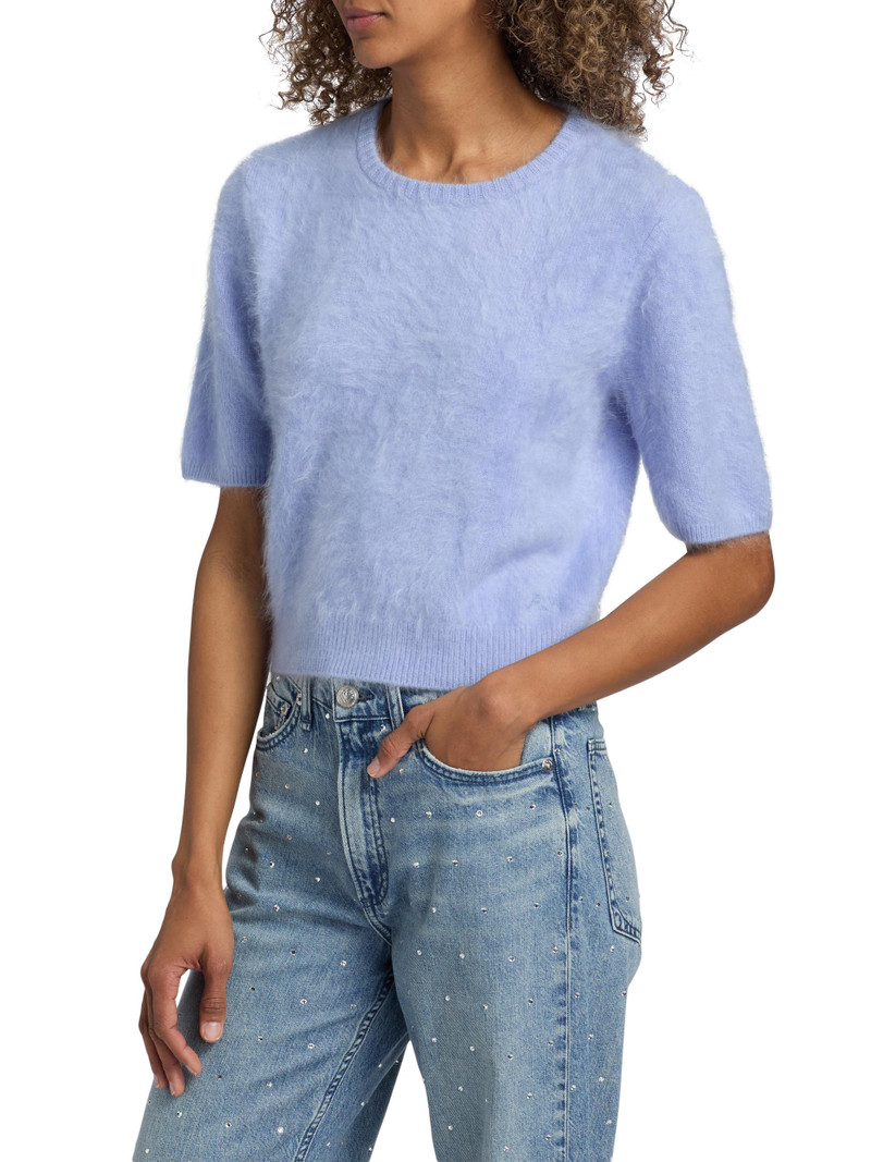 Women's Jada Brushed Cashmere Crop Sweater - Light Blue 4