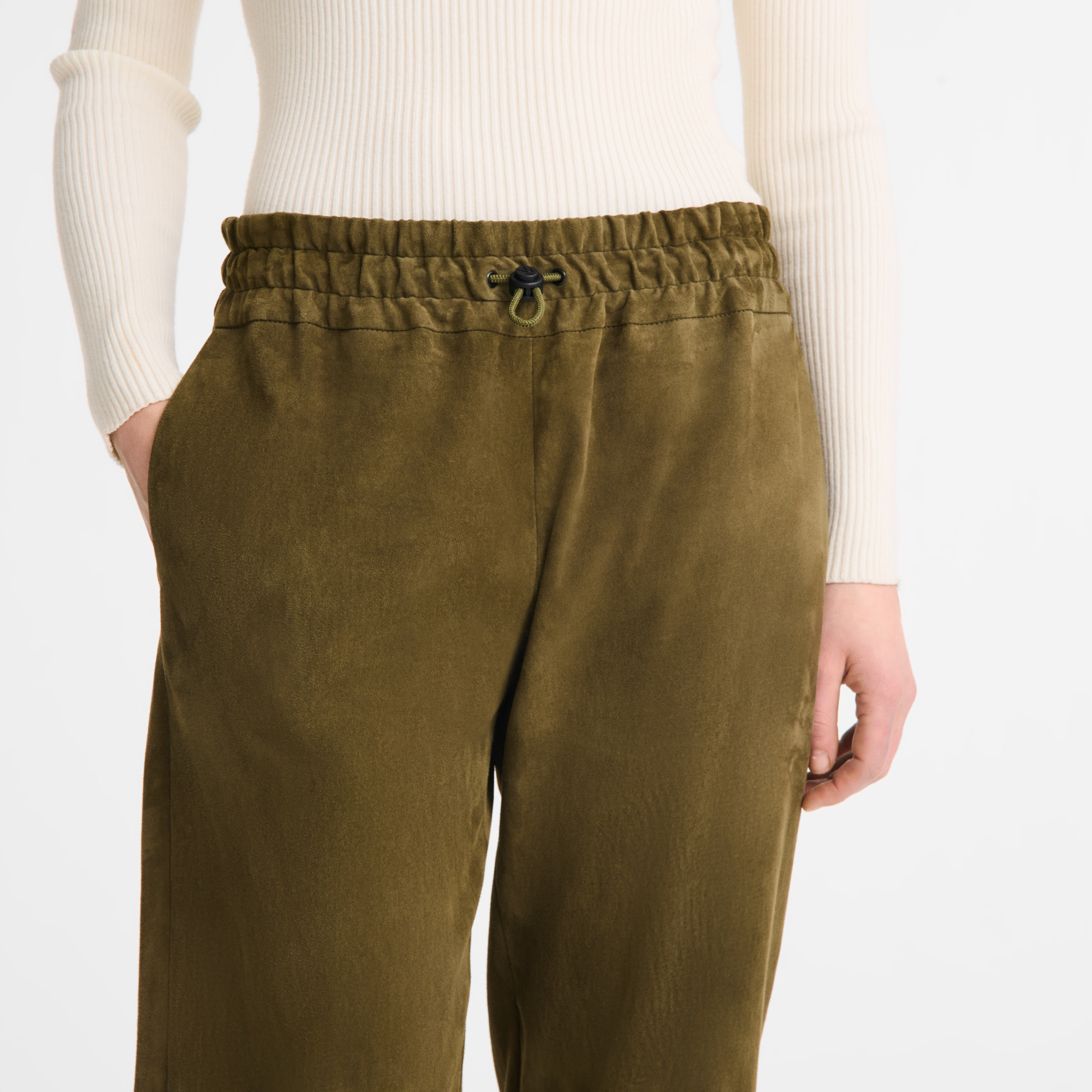 Leather straight pants Khaki - Leather - 5