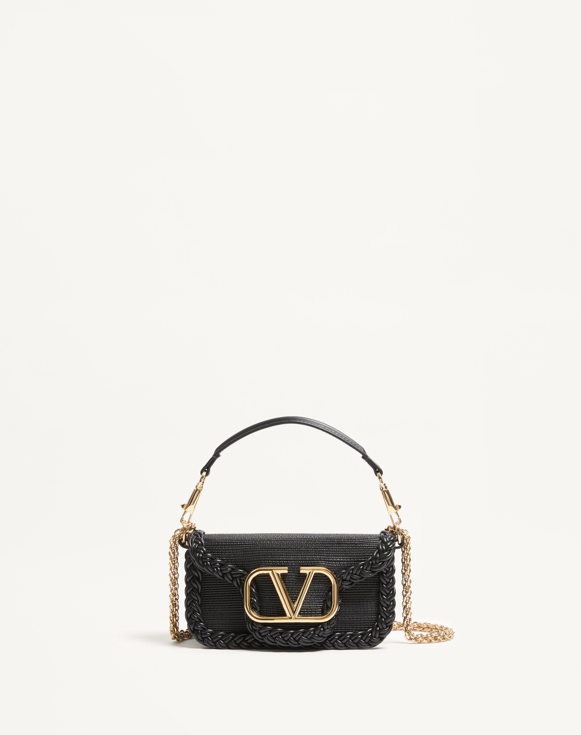 VALENTINO GARAVANI LOCÒ SMALL SHOULDER BAG WITH WOVEN TRIM - 1