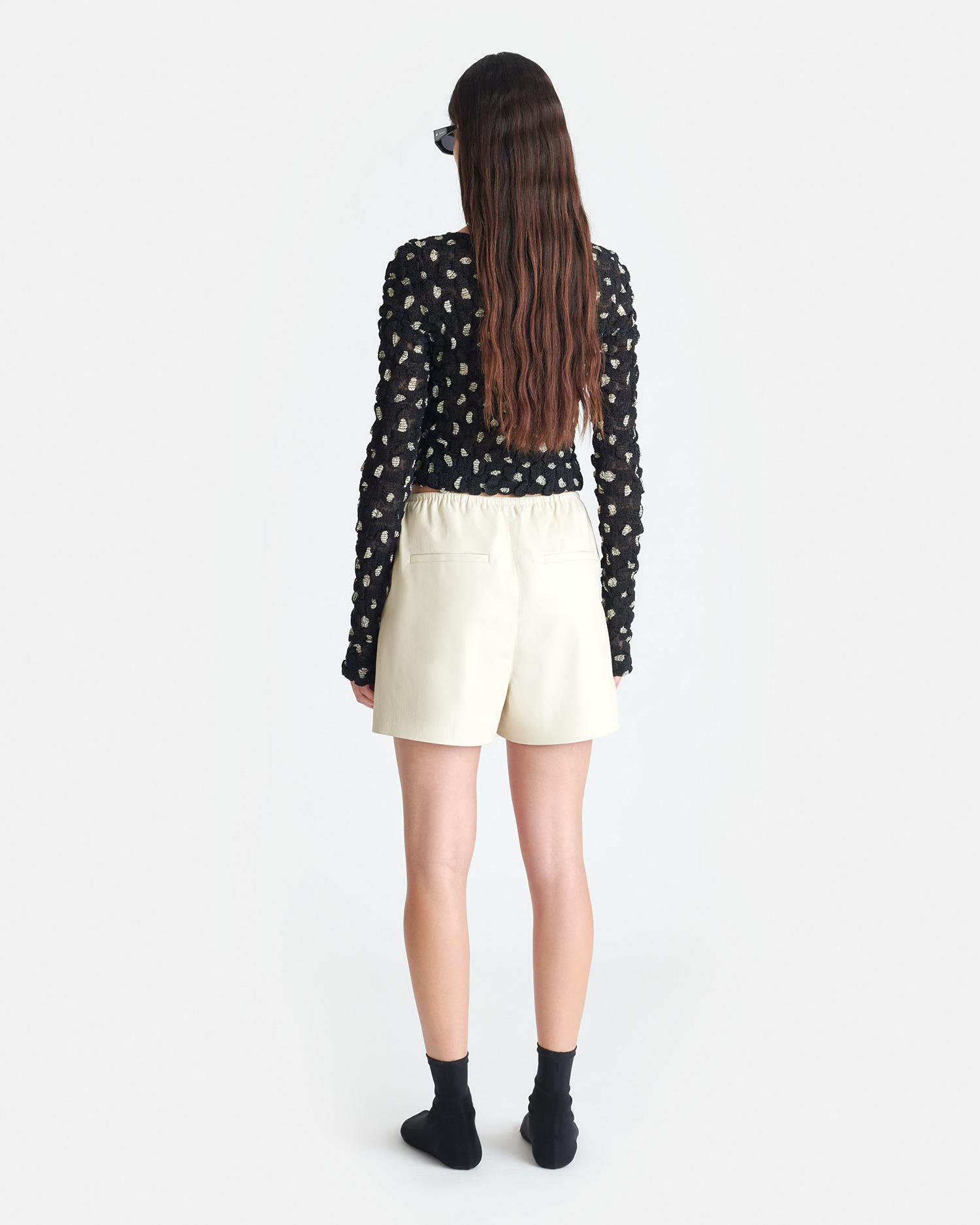 Cropped Seersucker Tech Chiffon Top - 2