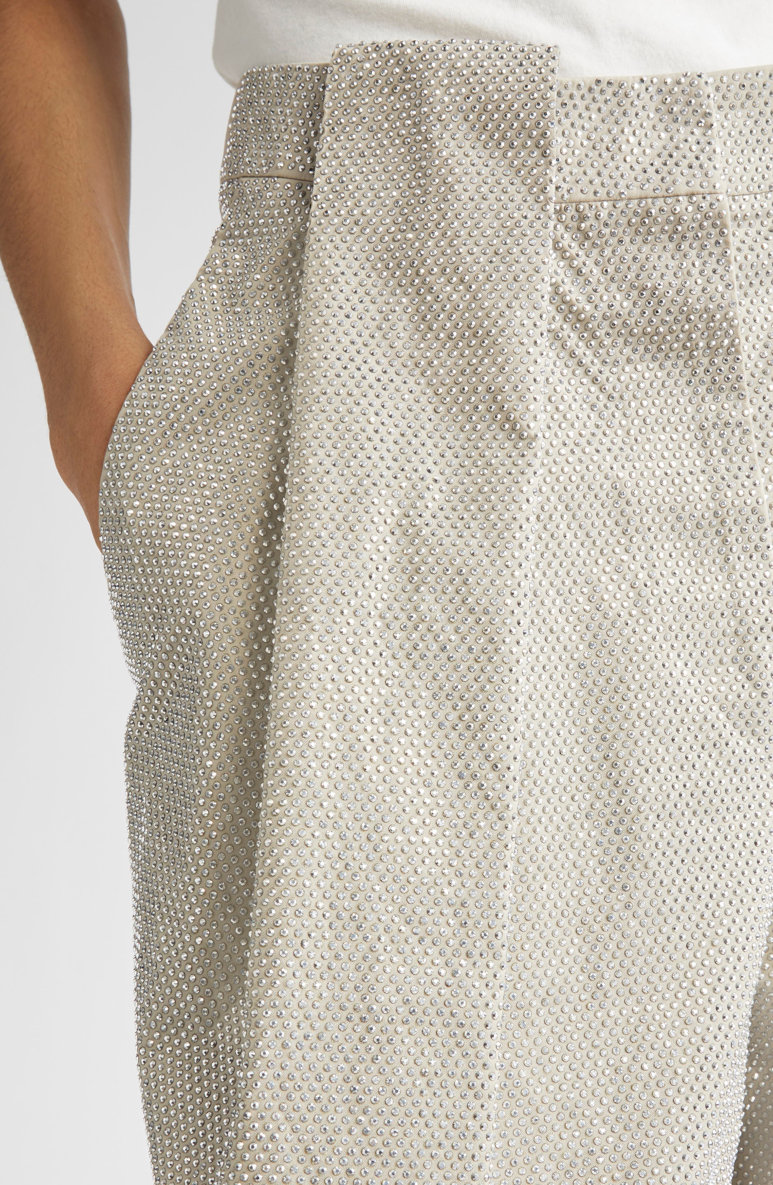 Stella McCartney Hotfix Crystal Embellished Balloon Leg Pants in Pebble at Nordstrom - 4
