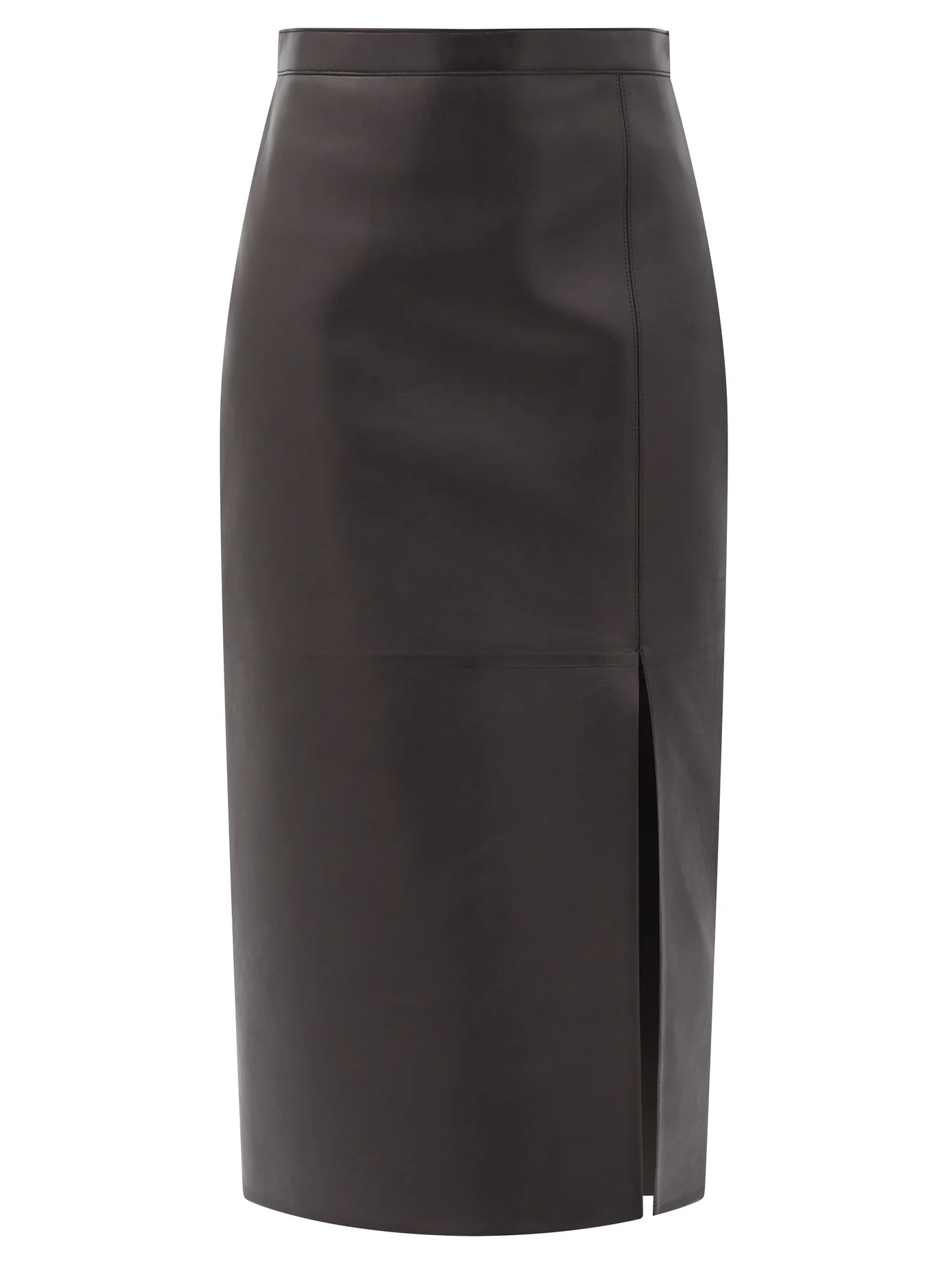 High-rise leather pencil skirt - 1