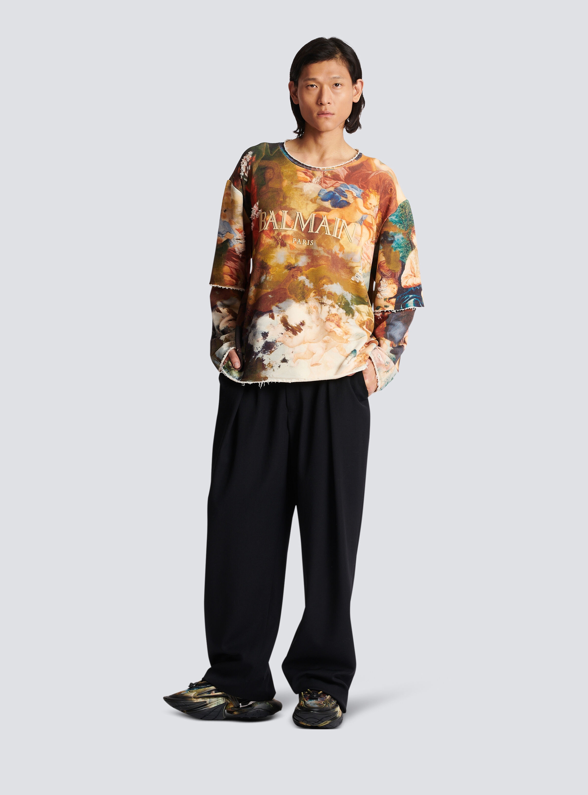 Sky print trompe-l'oeil sweatshirt - 2