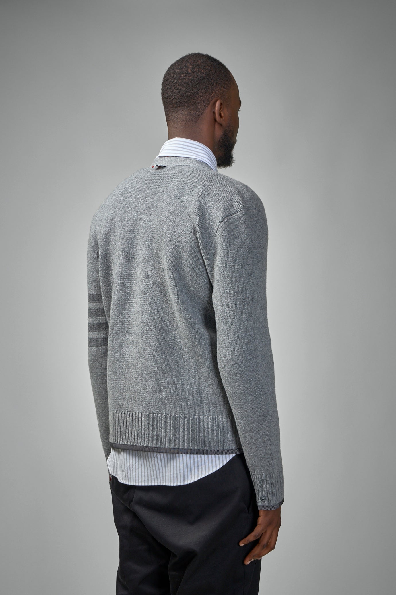 Milano Stitch V Neck Cardigan In Merino Wool - 3