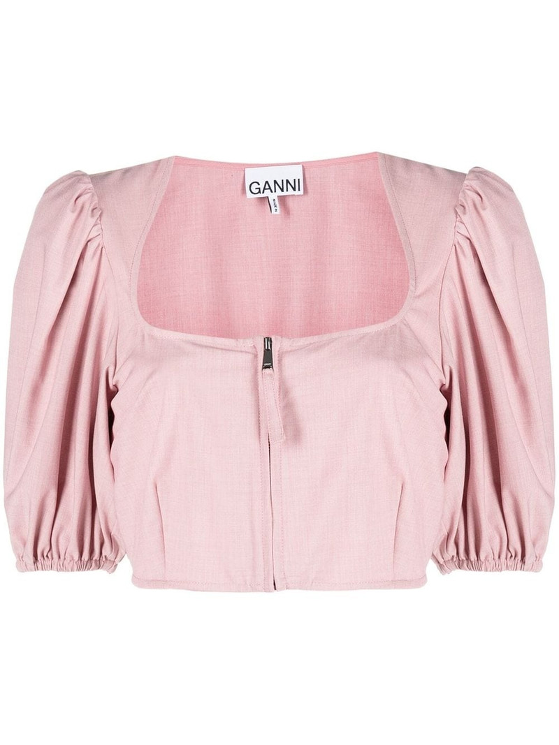 cropped puff-sleeve blouse 1