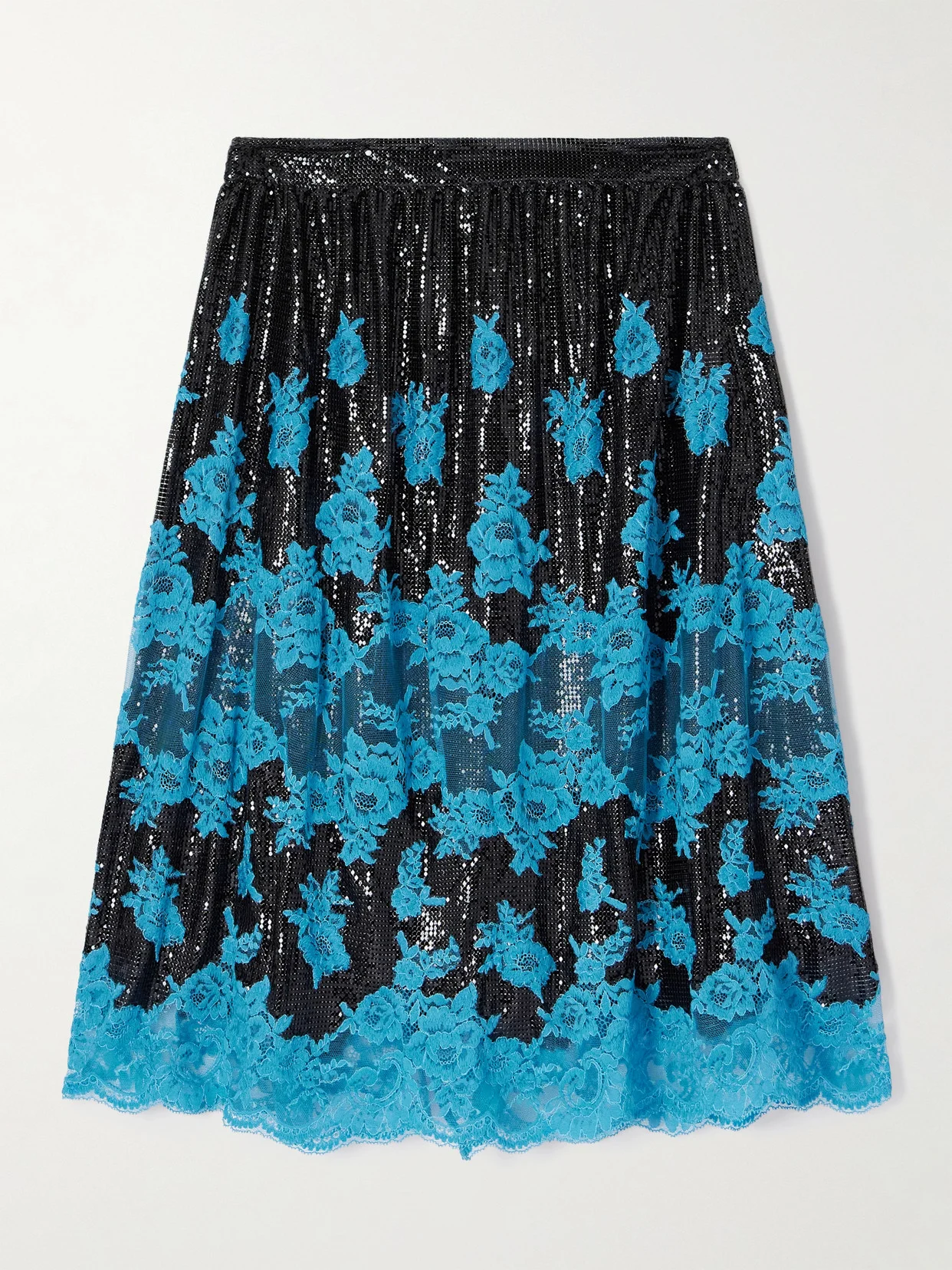 Lace-trimmed Chainmail Midi Skirt - 1