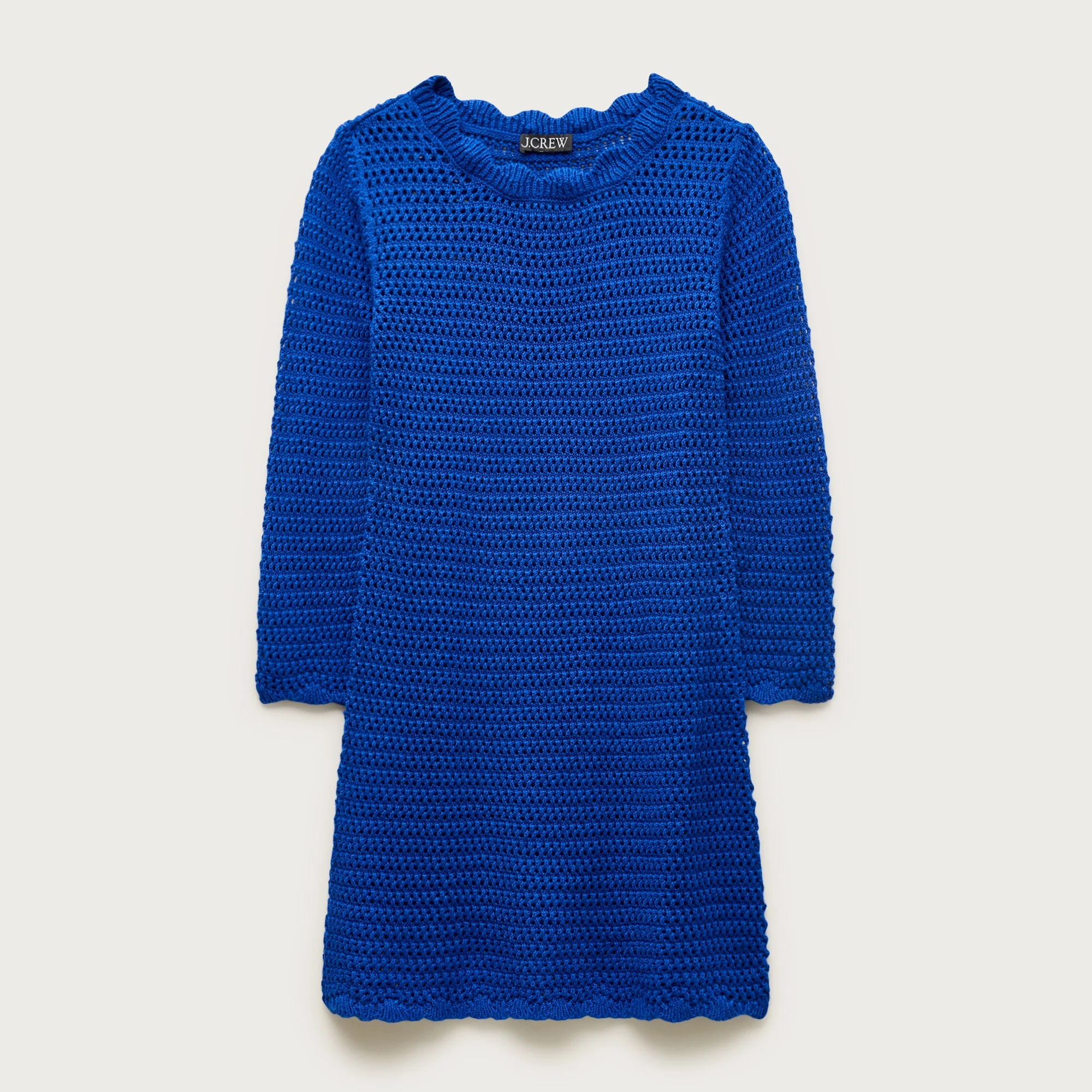 Scallop-trim crochet mini dress - 1