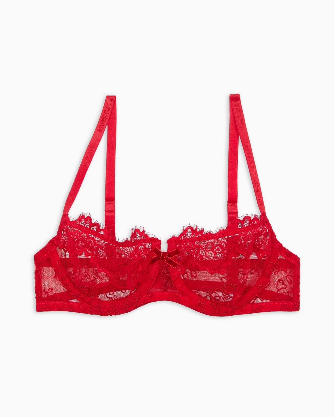 MESH BALCONETTE BRA WITH ALL-OVER HOLIDAYS LOGO EMBROIDERY - 1