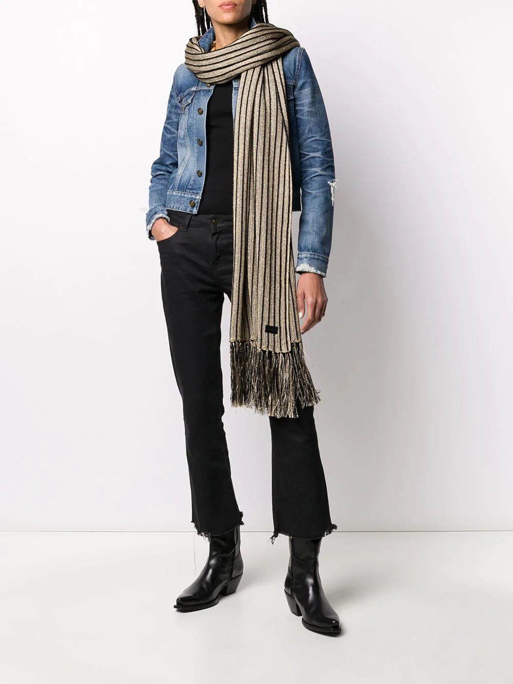 striped long-length scarf - 2