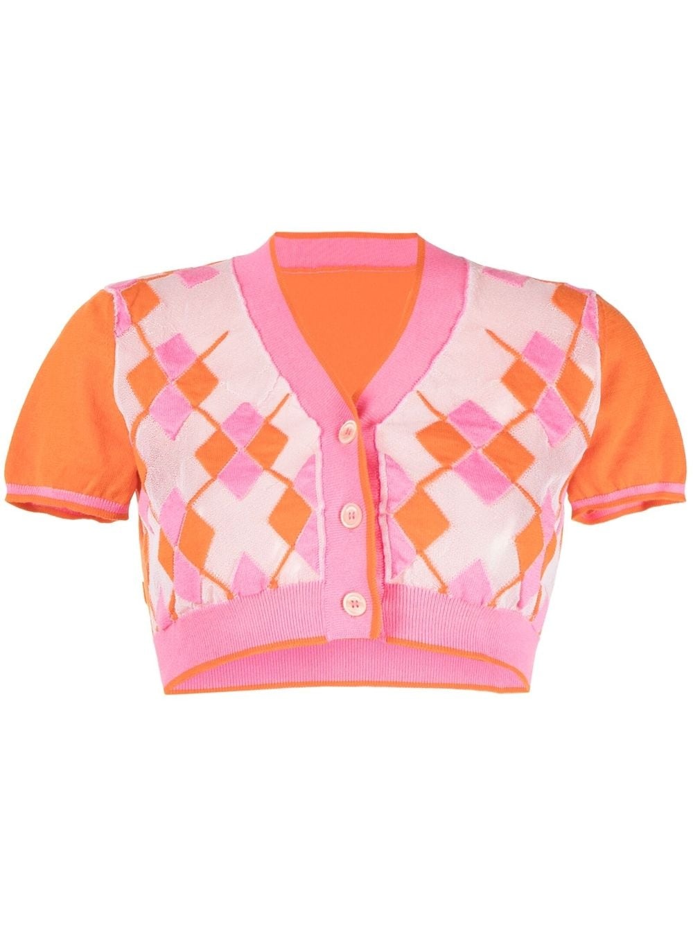 argyle-check-pattern cropped top - 1