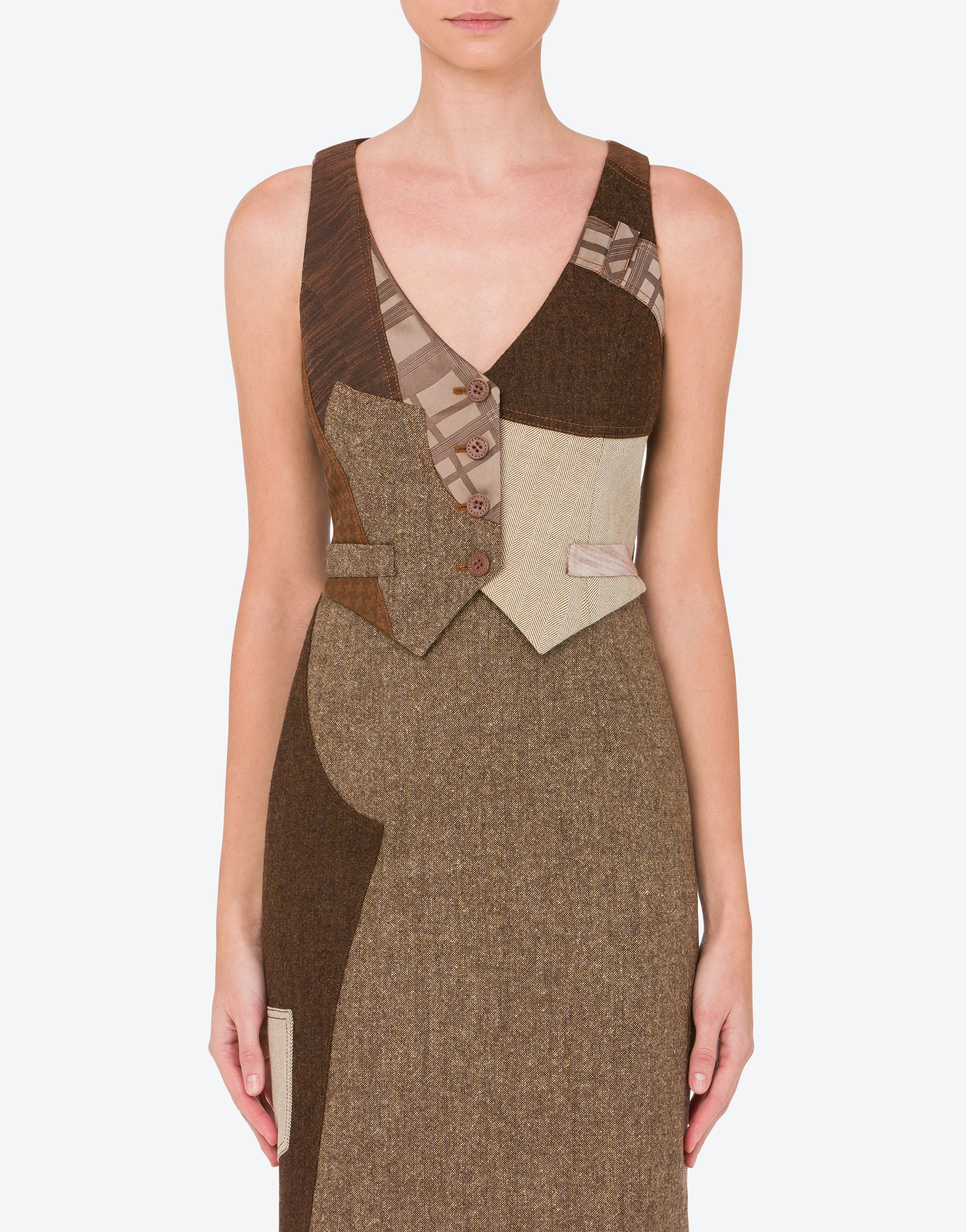 PATCHWORK WOOL CROPPED GILET - 2