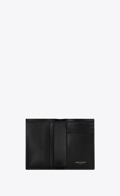 SAINT LAURENT tiny cassandre credit card wallet in shiny leather outlook