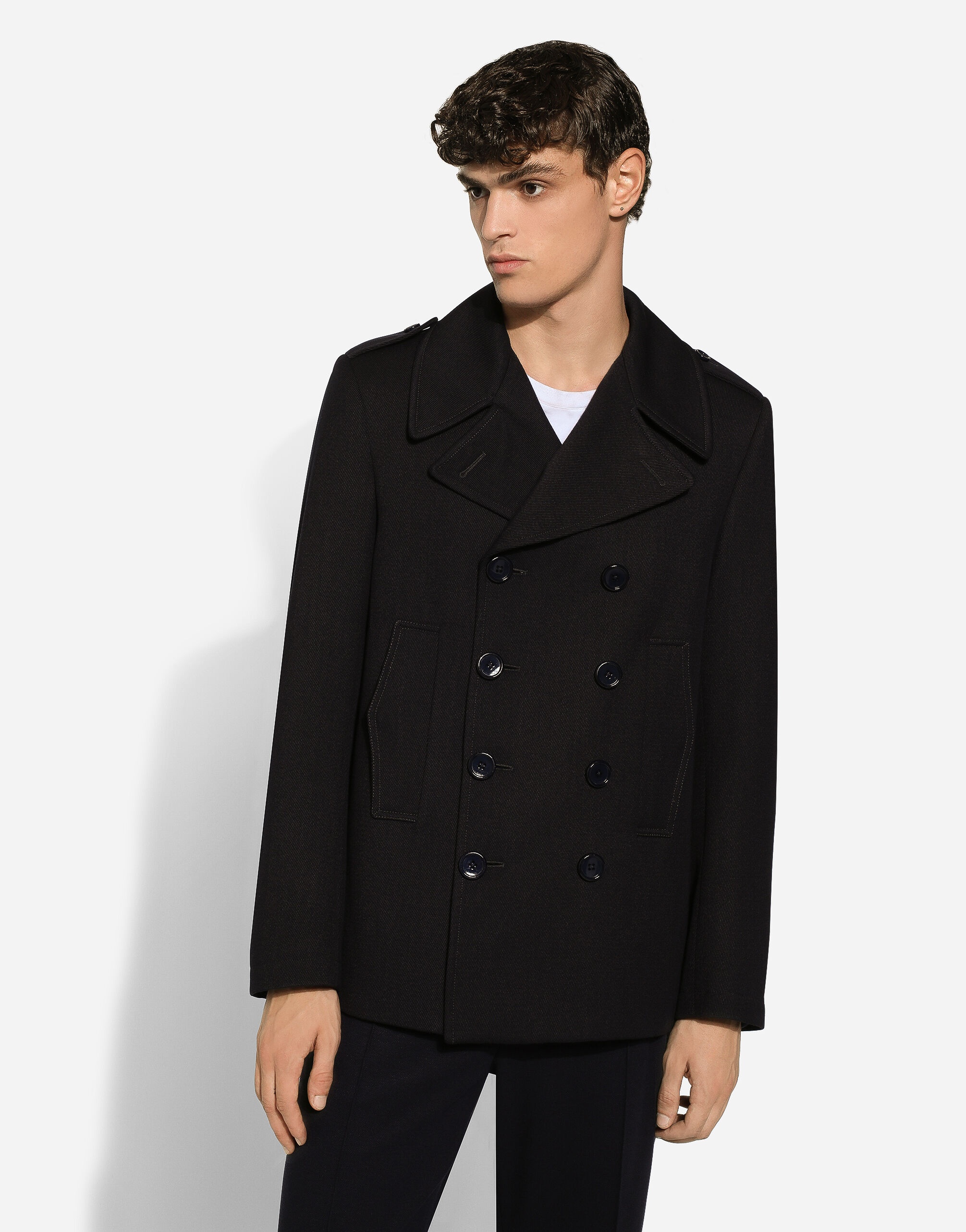 Double-breasted wool pea coat with tag - 4